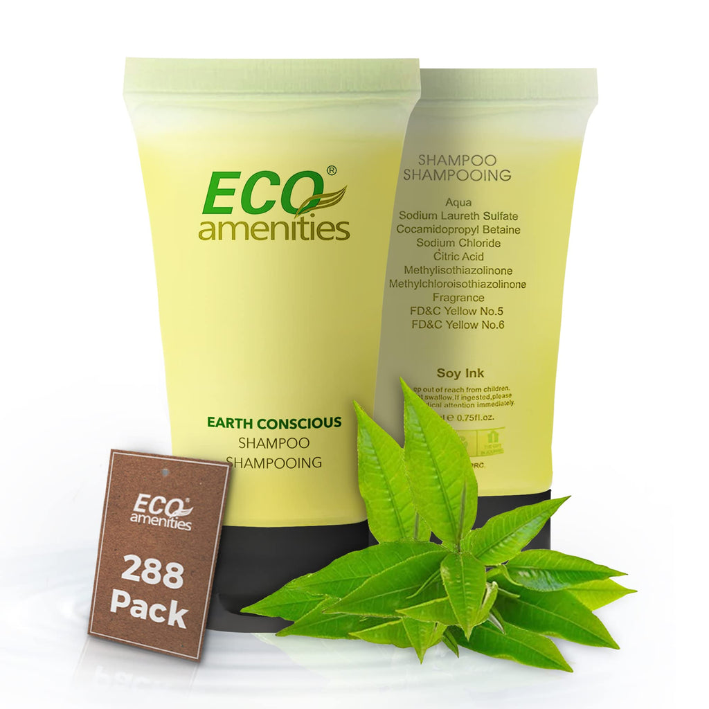 ECO amenities Hotel Shampoo Tubes – TSA-Approved, Leak-Proof, Green Tea Scent Bulk 0.75 fl oz Pack of 288