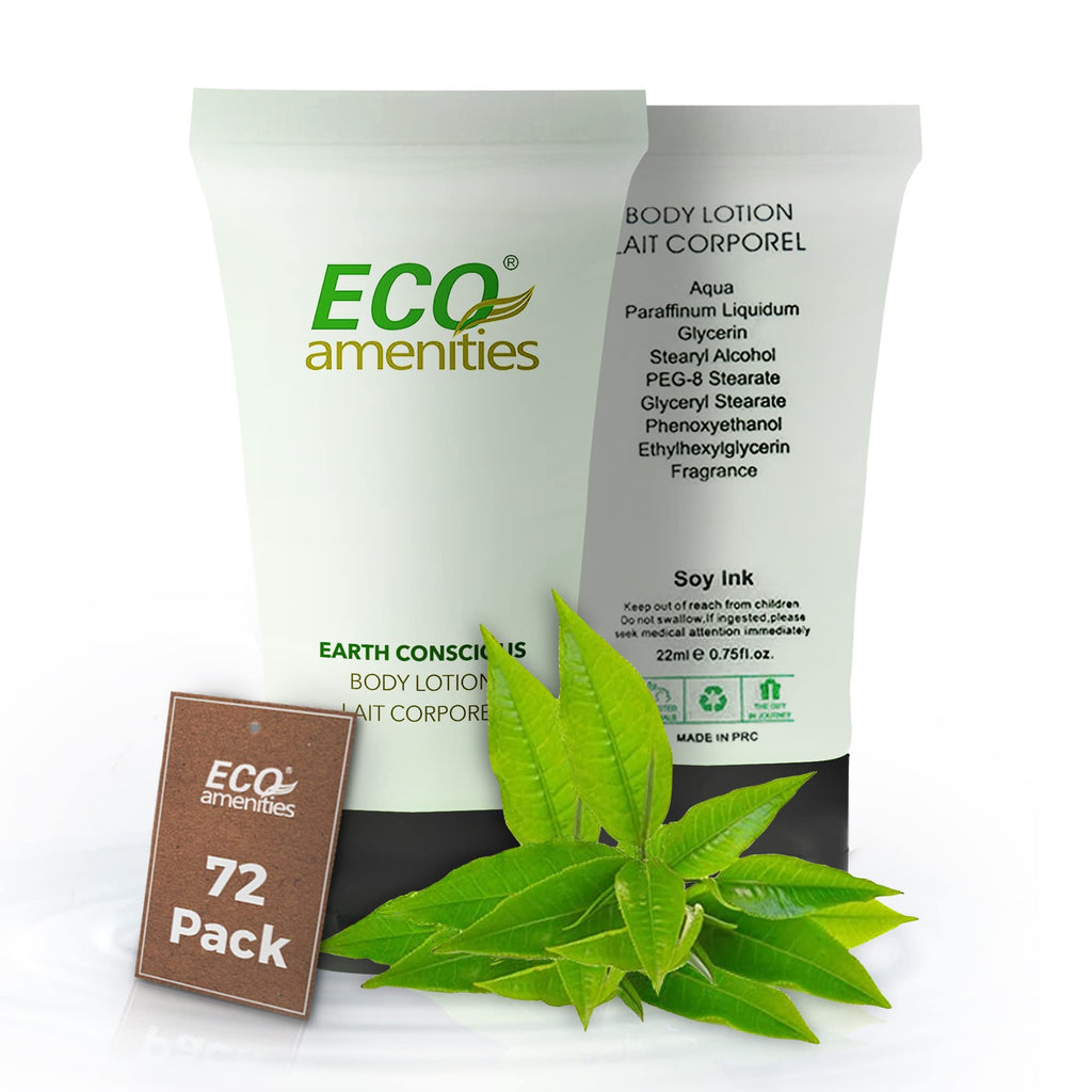 ECO amenities Mini Lotion Bulk – 72 Count Travel-Size Tubes, Green Tea Scent
