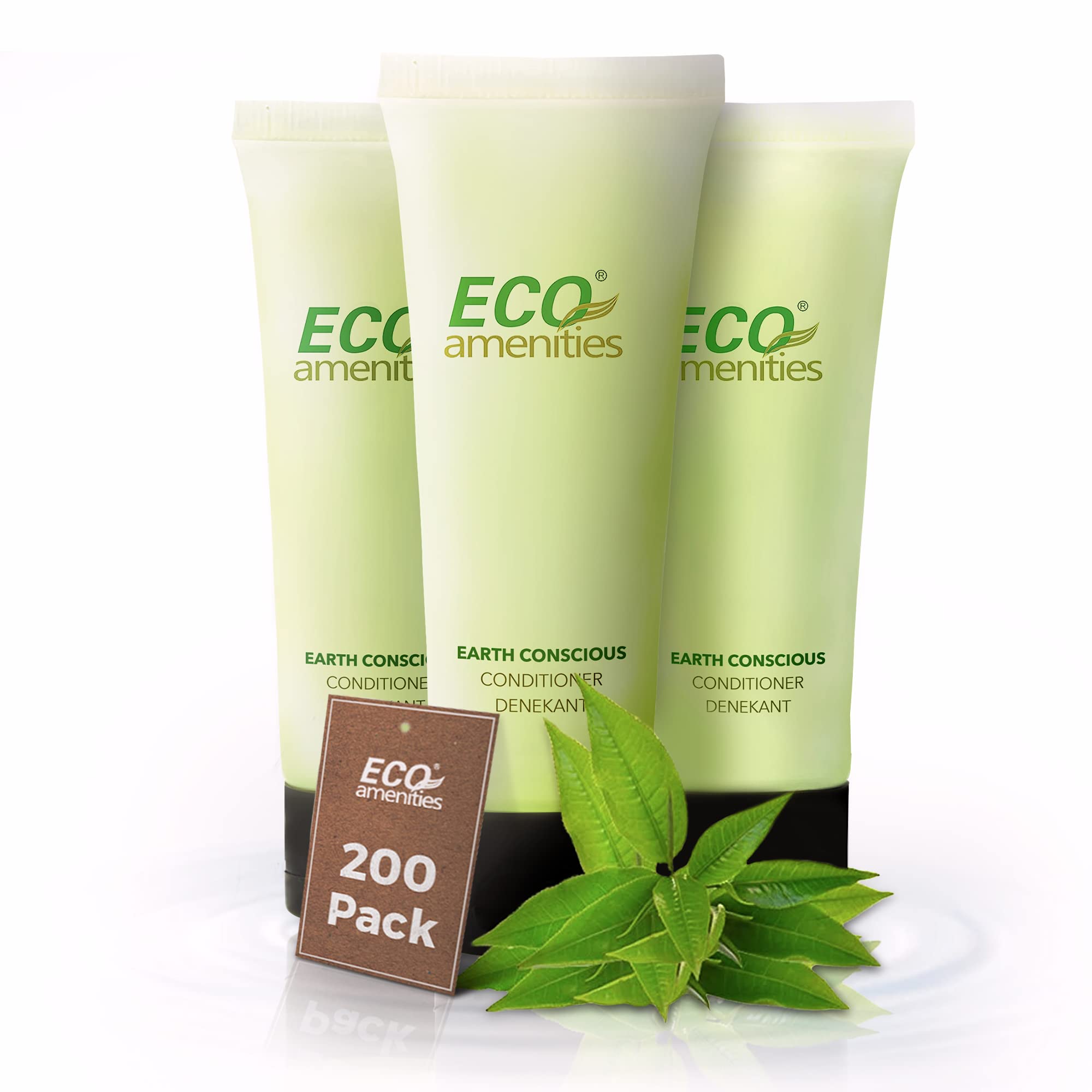 ECO Amenities Travel Size Conditioner – 200 Pack, 30mL/1 oz, Green Tea Scent | Hotel Conditioner Bulk