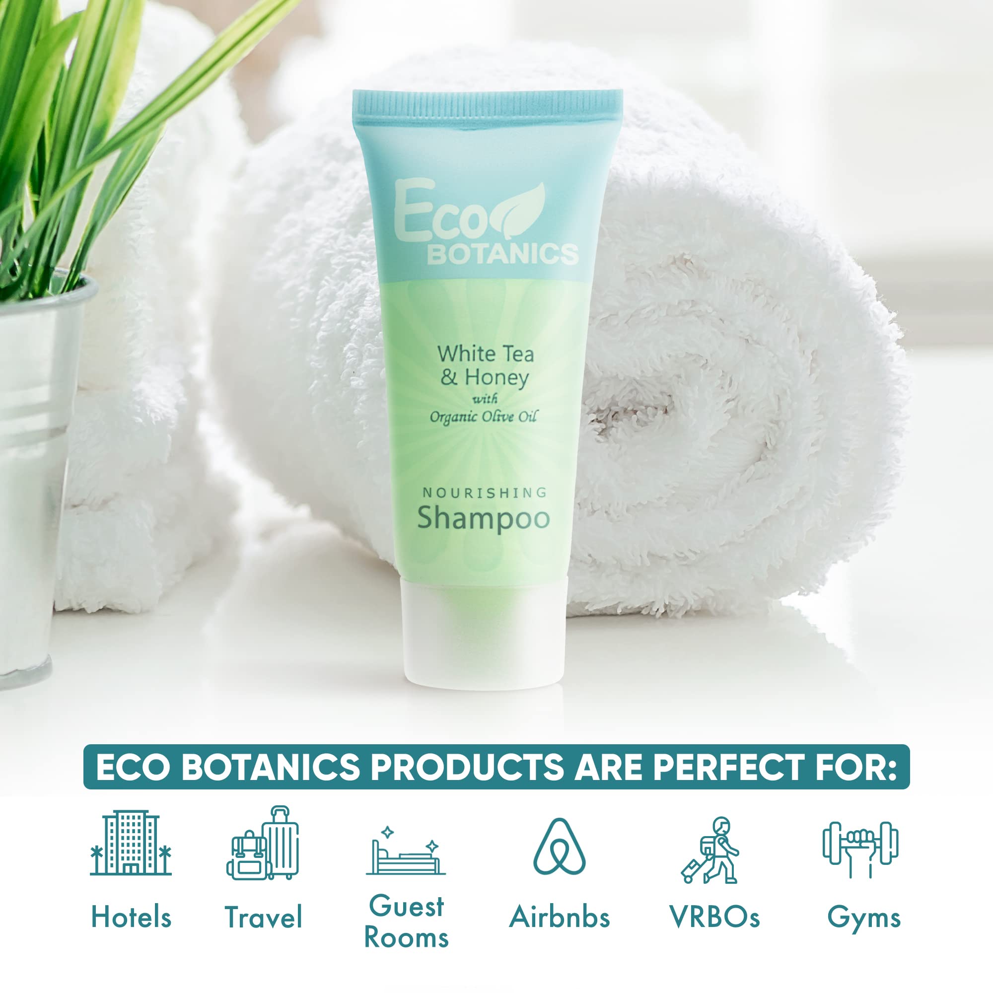 Eco Botanics Travel Size Hotel Shampoo – 300-Count 0.85 oz Bottles