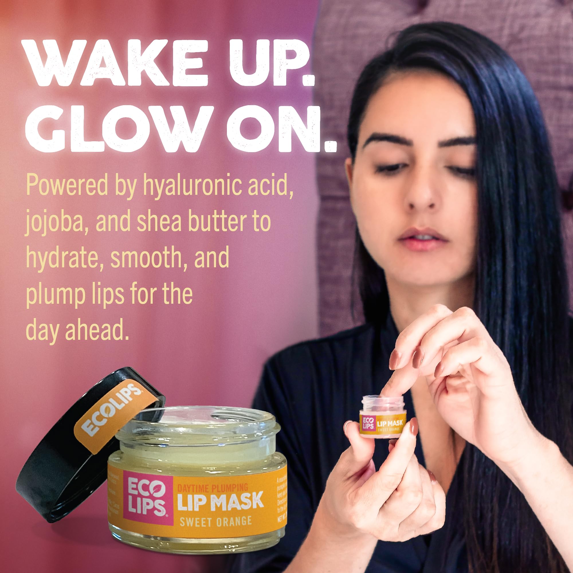 Eco Lips Daily Plumping Lip Mask w Hyaluronic Acid + Overnight Gotu Kola Mask – 2-Pack, 100% Natural, Made in USA
