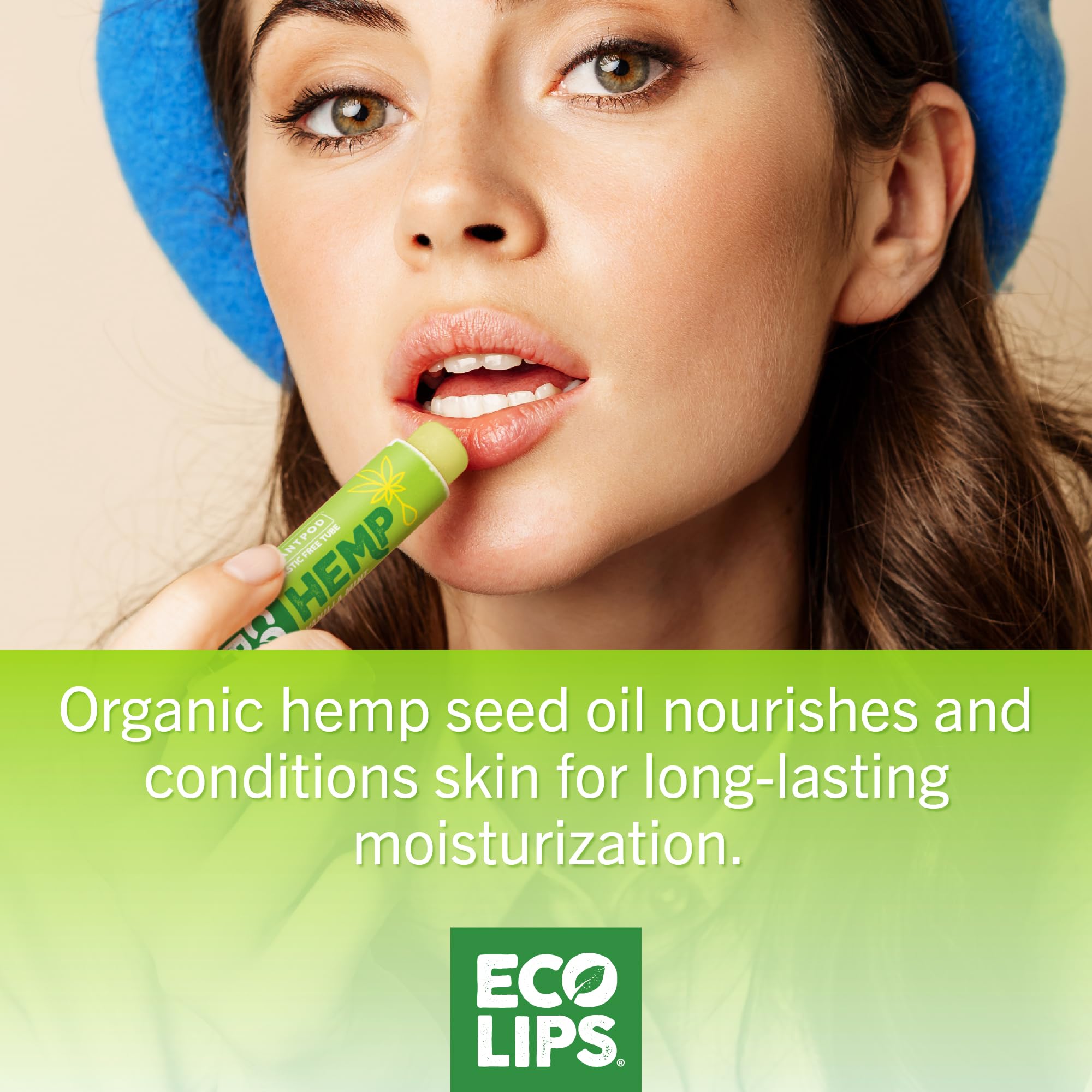 Eco Lips Organic Hemp Lip Balm Vanilla – Plastic-Free Packaging, 6-Pack