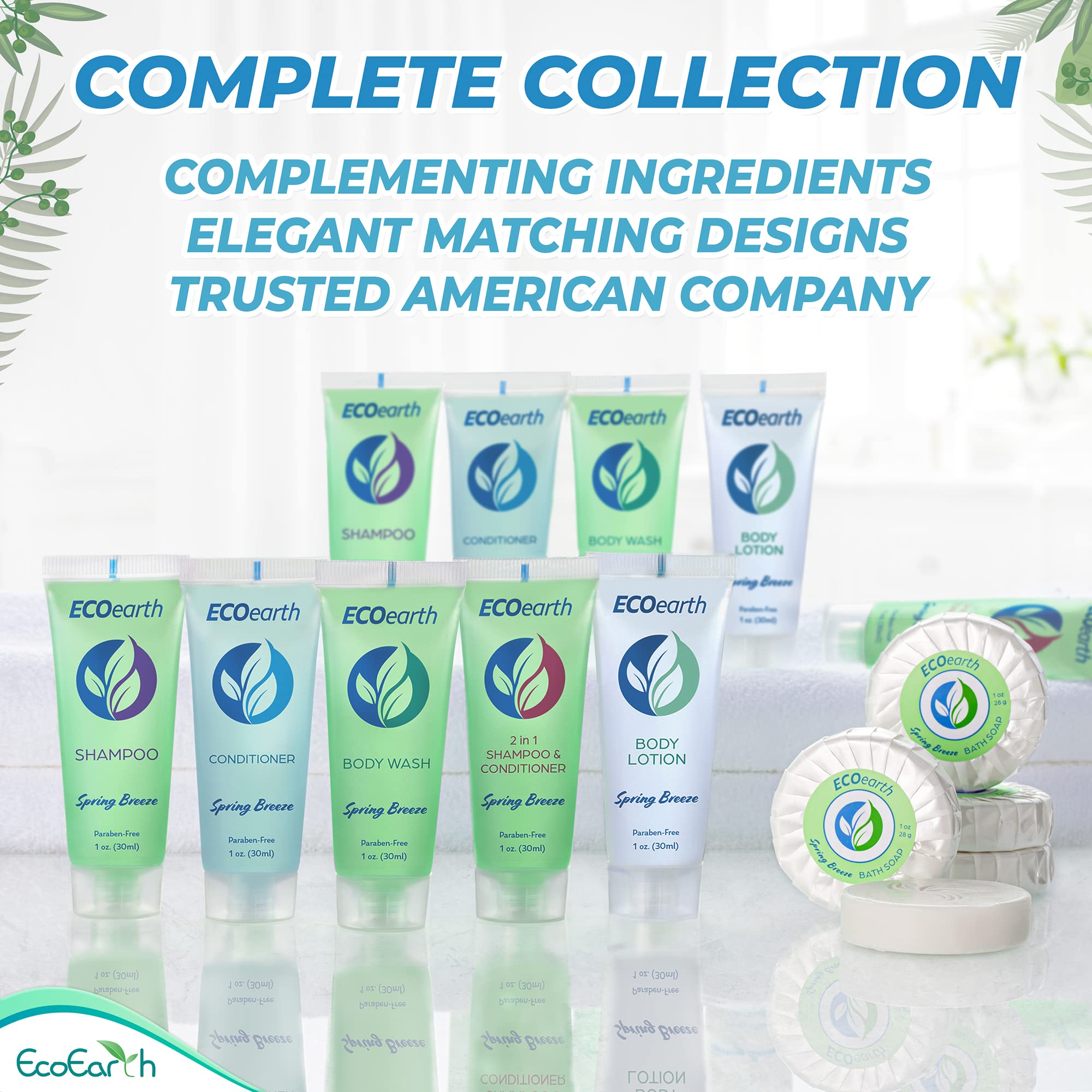 EcoEarth Travel Size Body Wash – Spring Breeze, 1 fl oz, 100-pack for Hospitality