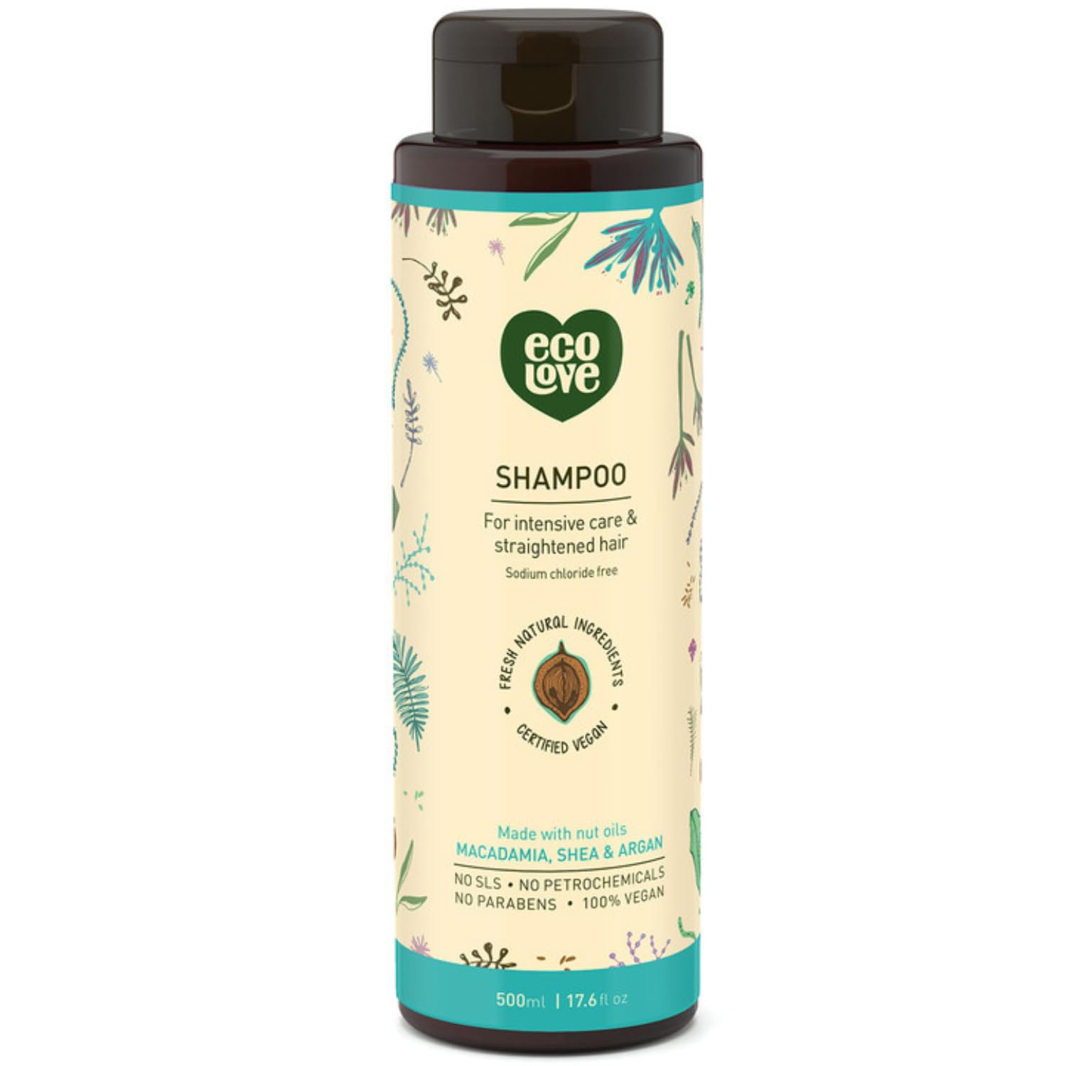 ecoLove - Natural Shampoo for All Hair Types | SLS-Free, Vegan & Cruelty-Free | Moroccan Oil Extract | 17.6 oz