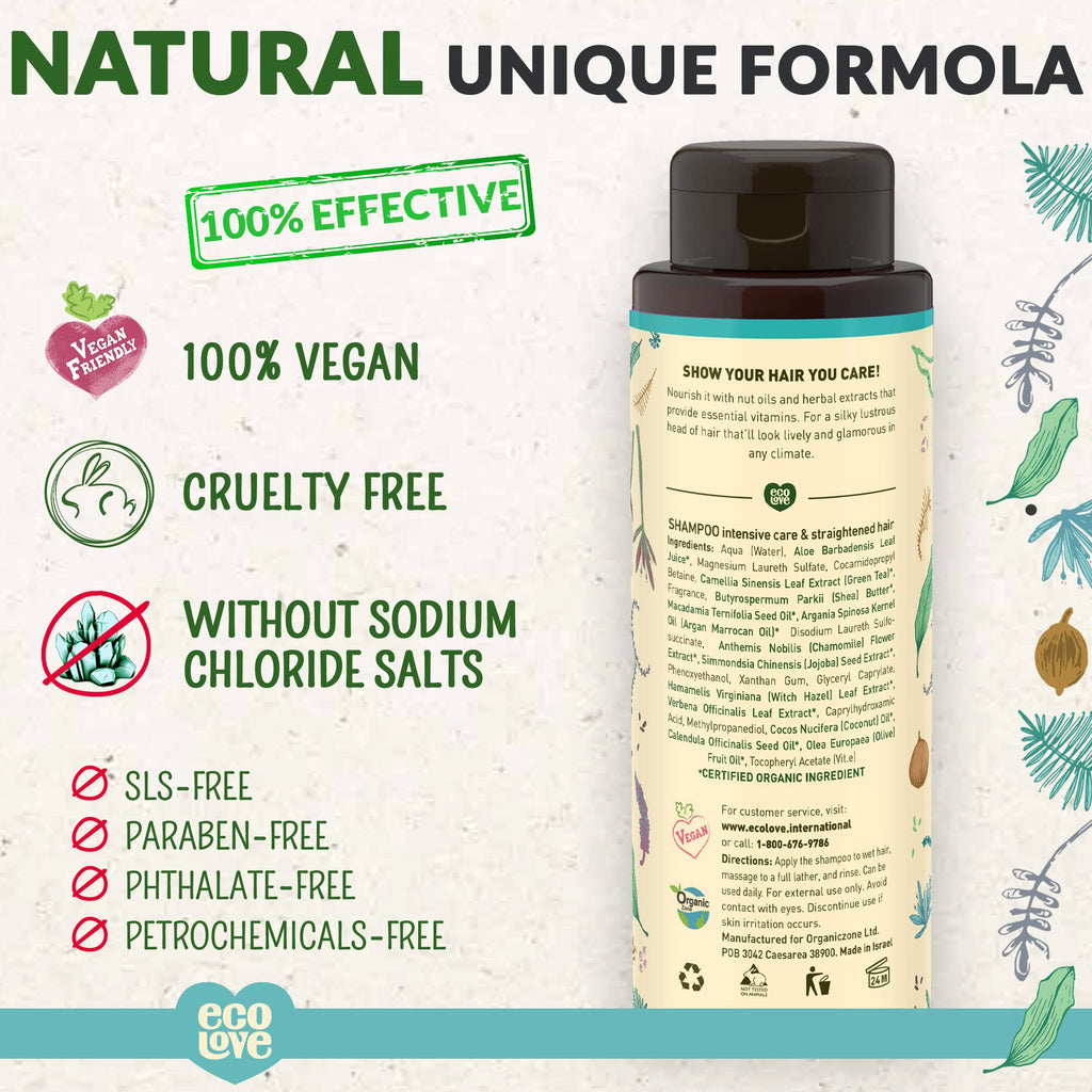 ecoLove - Natural Shampoo for All Hair Types | SLS-Free, Vegan & Cruelty-Free | Moroccan Oil Extract | 17.6 oz