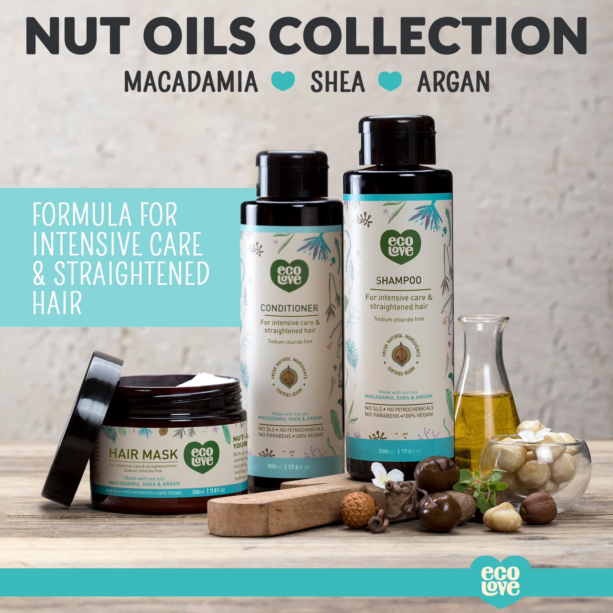 ecoLove - Natural Shampoo for All Hair Types | SLS-Free, Vegan & Cruelty-Free | Moroccan Oil Extract | 17.6 oz