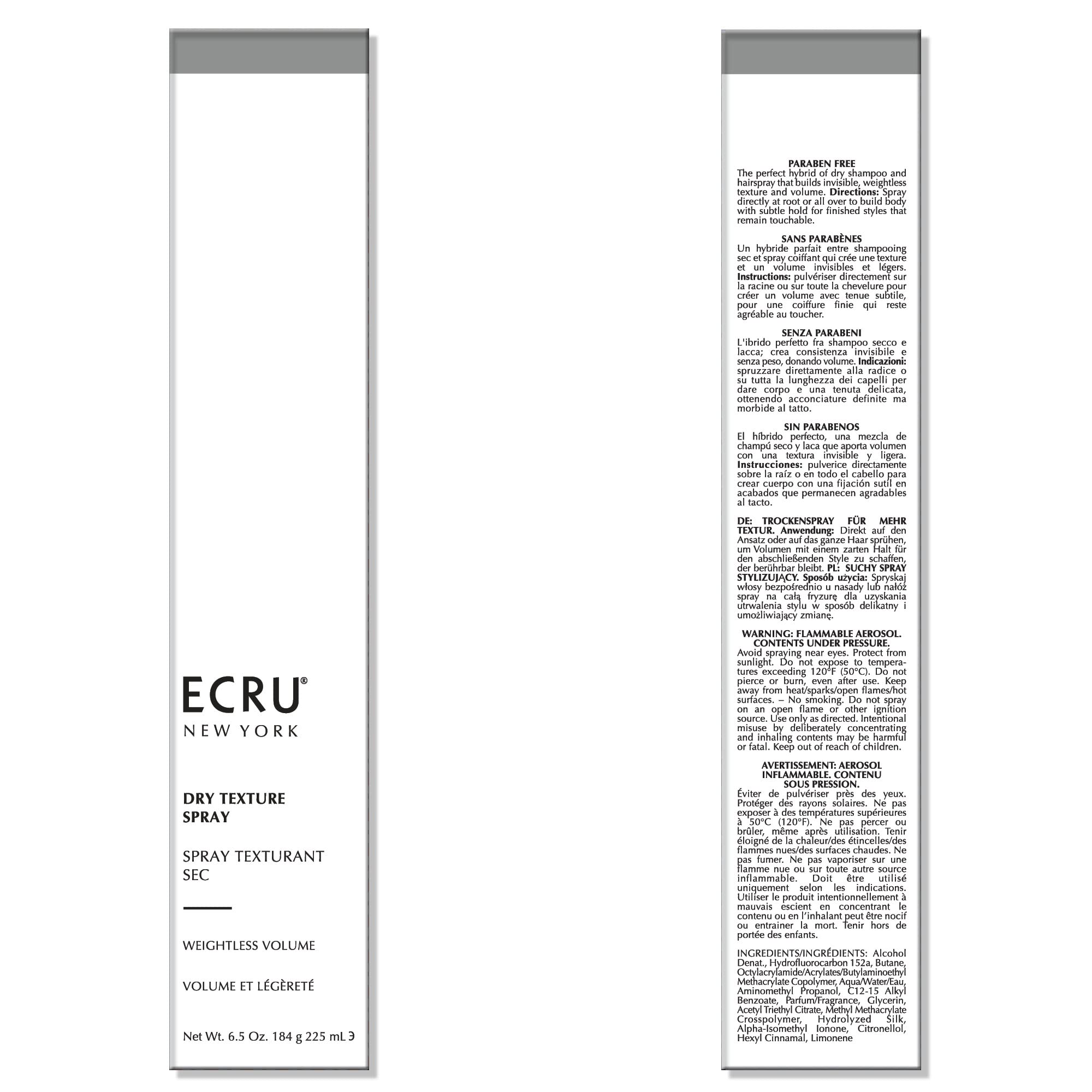 ECRU New York Dry Texture Spray | Texturizing & Dry Shampoo for Volume & Body - 6.5oz