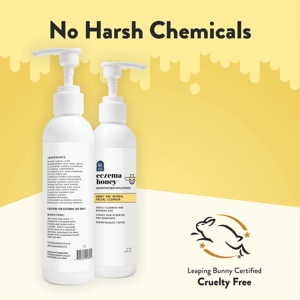 ECZEMA HONEY Oatmeal Facial Cleanser – Gentle Daily Face Wash for Dry, Itchy & Sensitive Skin | 6 oz