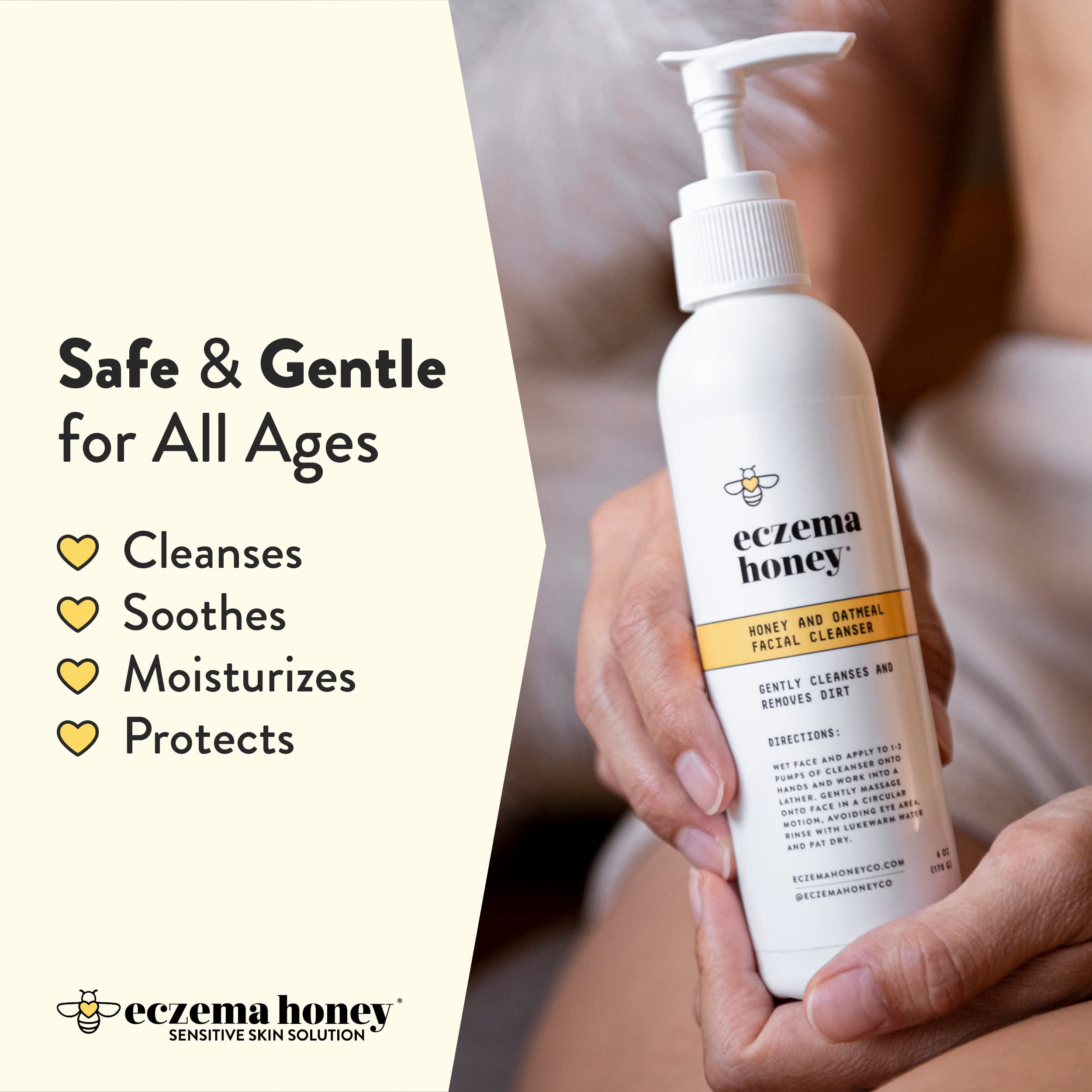 ECZEMA HONEY Oatmeal Facial Cleanser – Gentle Daily Face Wash for Dry, Itchy & Sensitive Skin | 6 oz