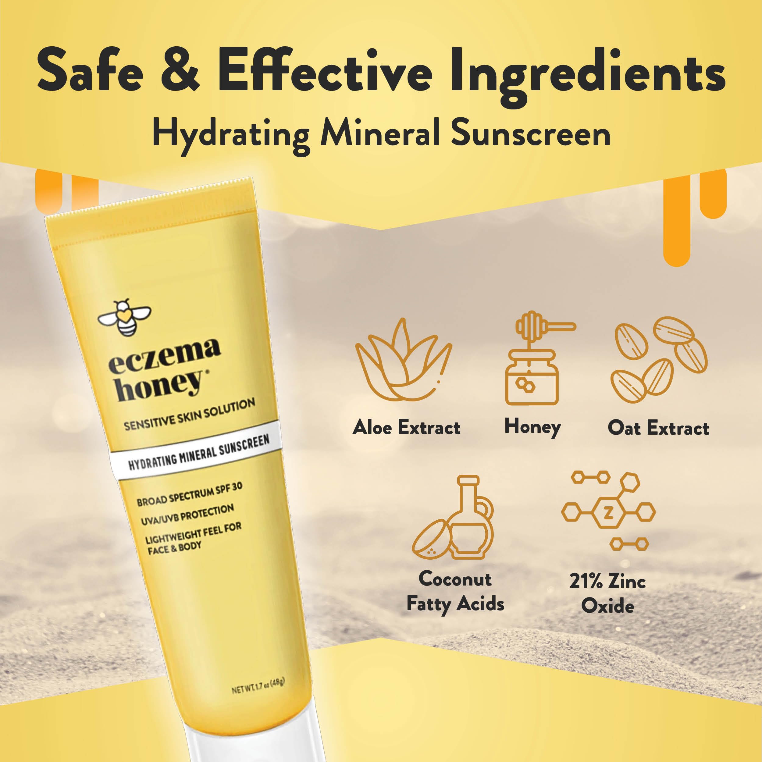Eczema Honey Hydrating Mineral Sunscreen SPF 30 – Lightweight Face & Body Sun Cream