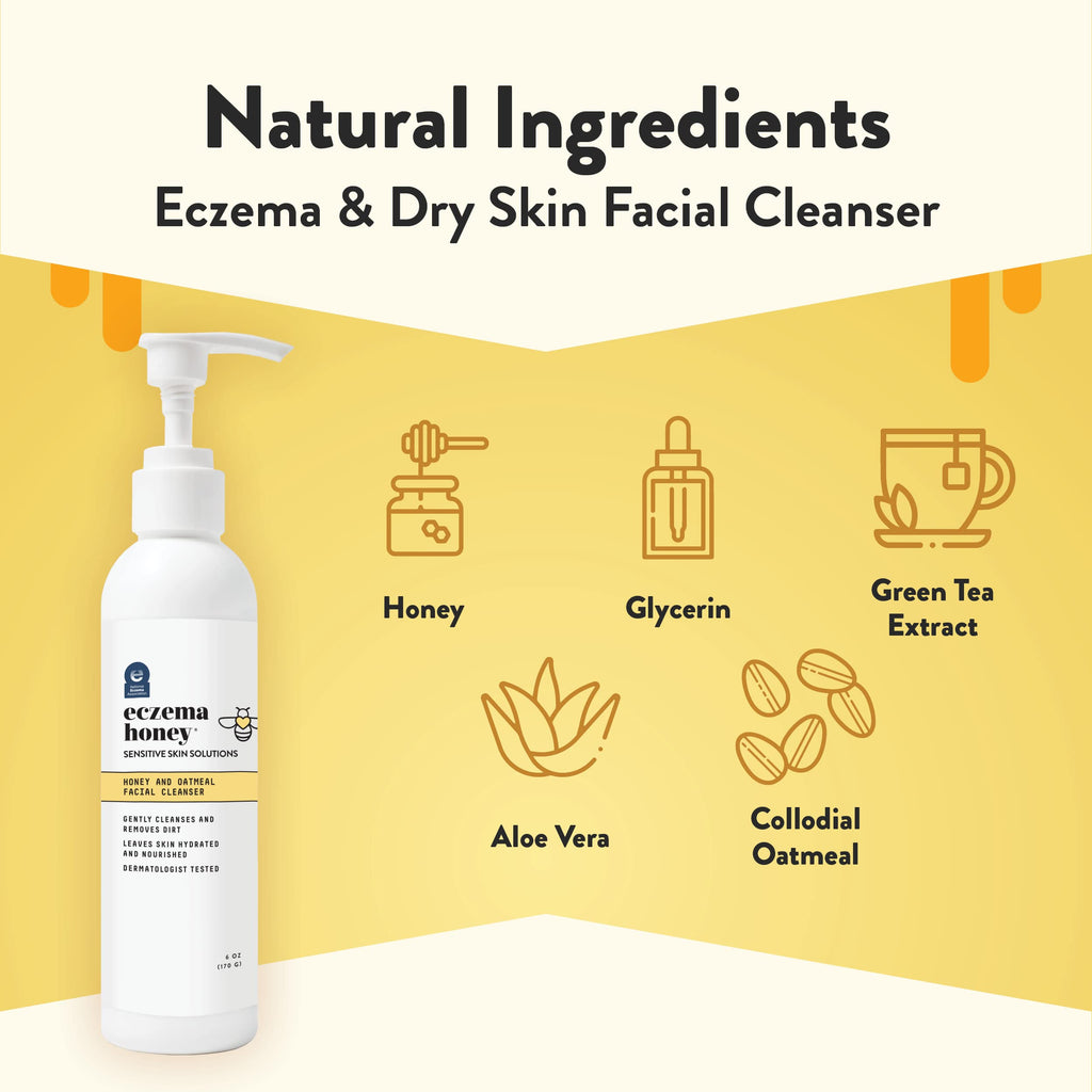 ECZEMA HONEY Oatmeal Facial Cleanser – Gentle Daily Face Wash for Dry, Itchy & Sensitive Skin | 6 oz