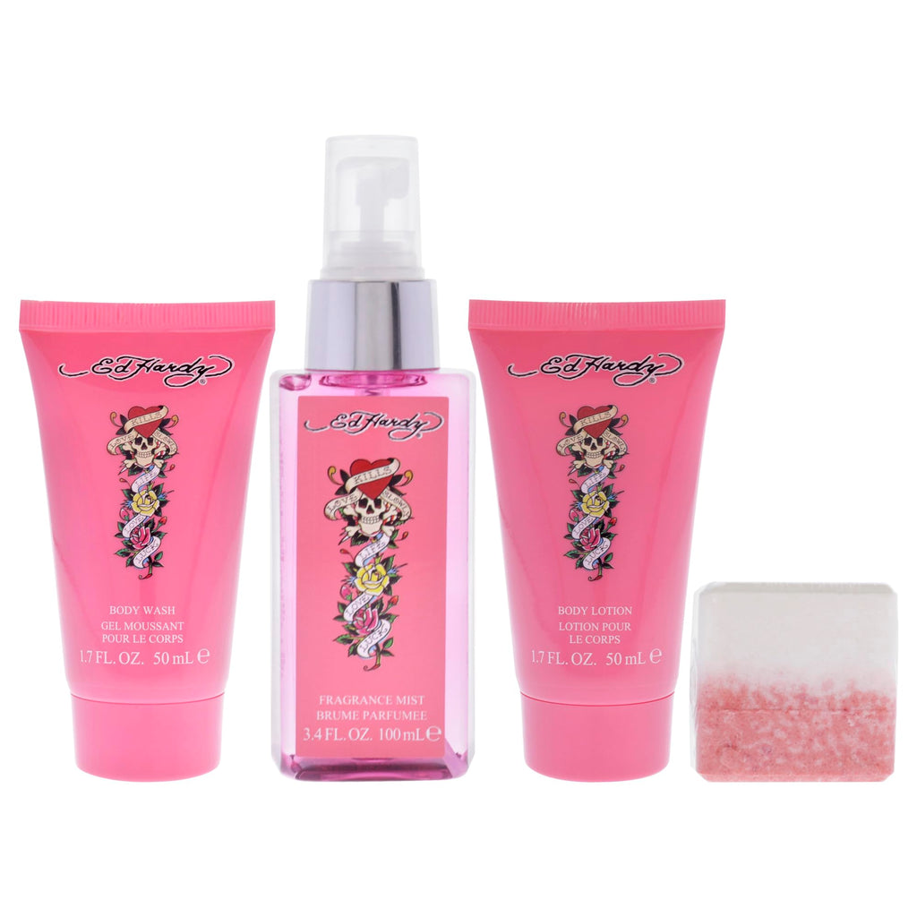 ED HARDY 4-Piece Gift Set for Women — Body Mist, Lotion, Wash & Shower Steamer