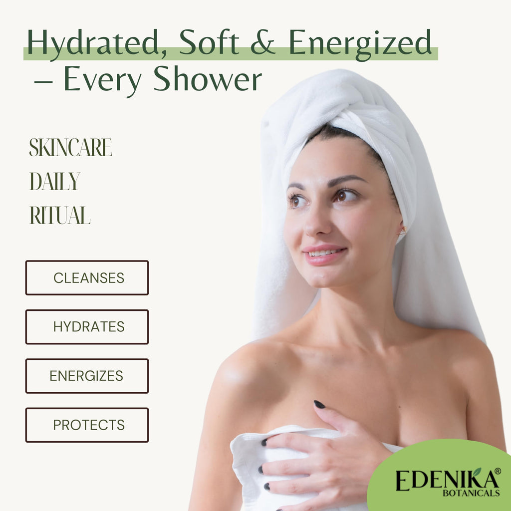 EDENIKA BOTANICALS Lemongrass Body Wash with Vitamin E – Hydrating, Organic & Vegan, 2-Pack (16 fl oz each)