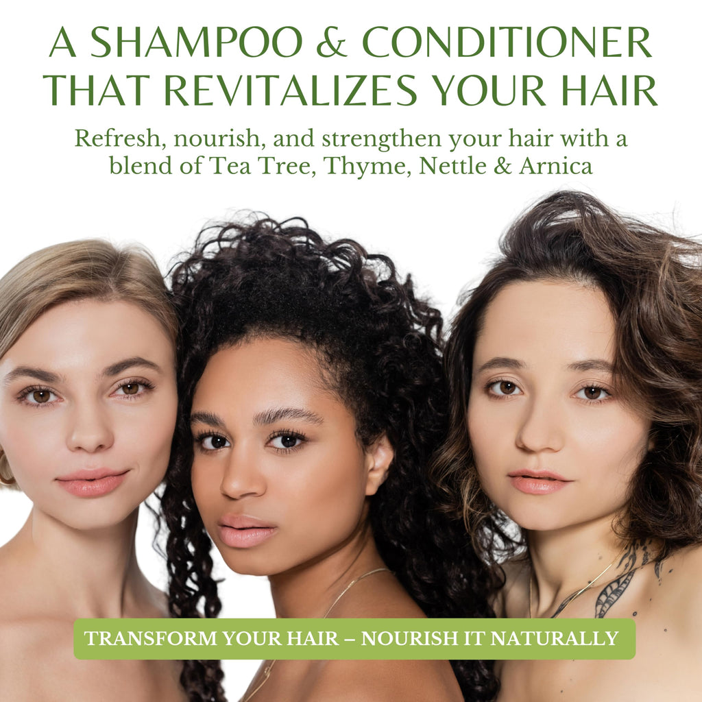 EDENIKA BOTANICALS Tea Tree Shampoo & Conditioner – Soothes Scalp & Deep Cleansing (16 oz each)