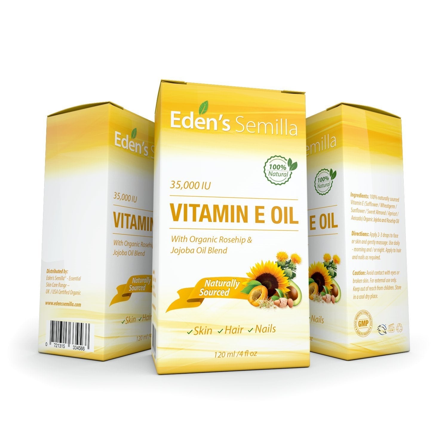 Eden's Semilla Vitamin E Oil 35000 IU with Organic Rosehip & Jojoba