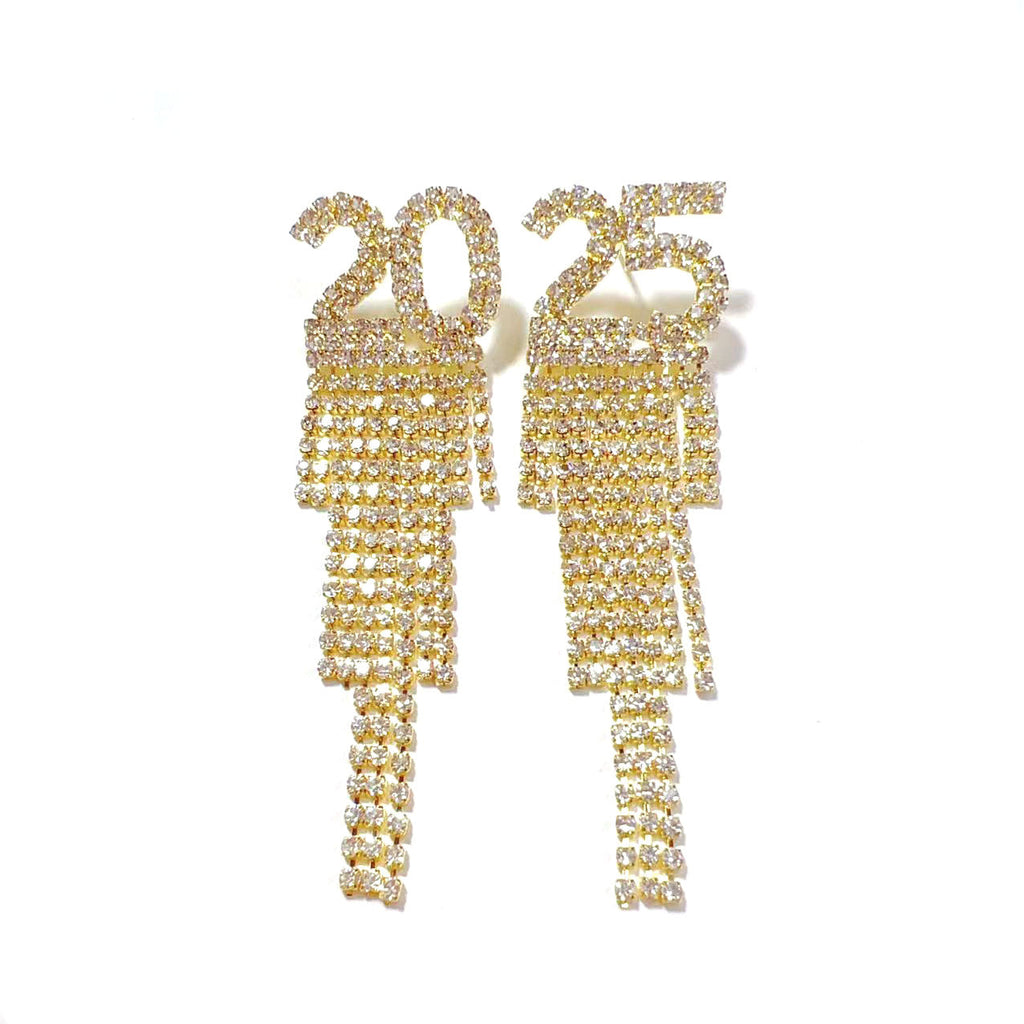 Digital Rhinestone Letter Earrings For New Year Pendant Earrings Women's Festival Copper Inlaid Rhinestone Fashion Earrings Party Gift