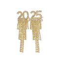 Digital Rhinestone Letter Earrings For New Year Pendant Earrings Women's Festival Copper Inlaid Rhinestone Fashion Earrings Party Gift