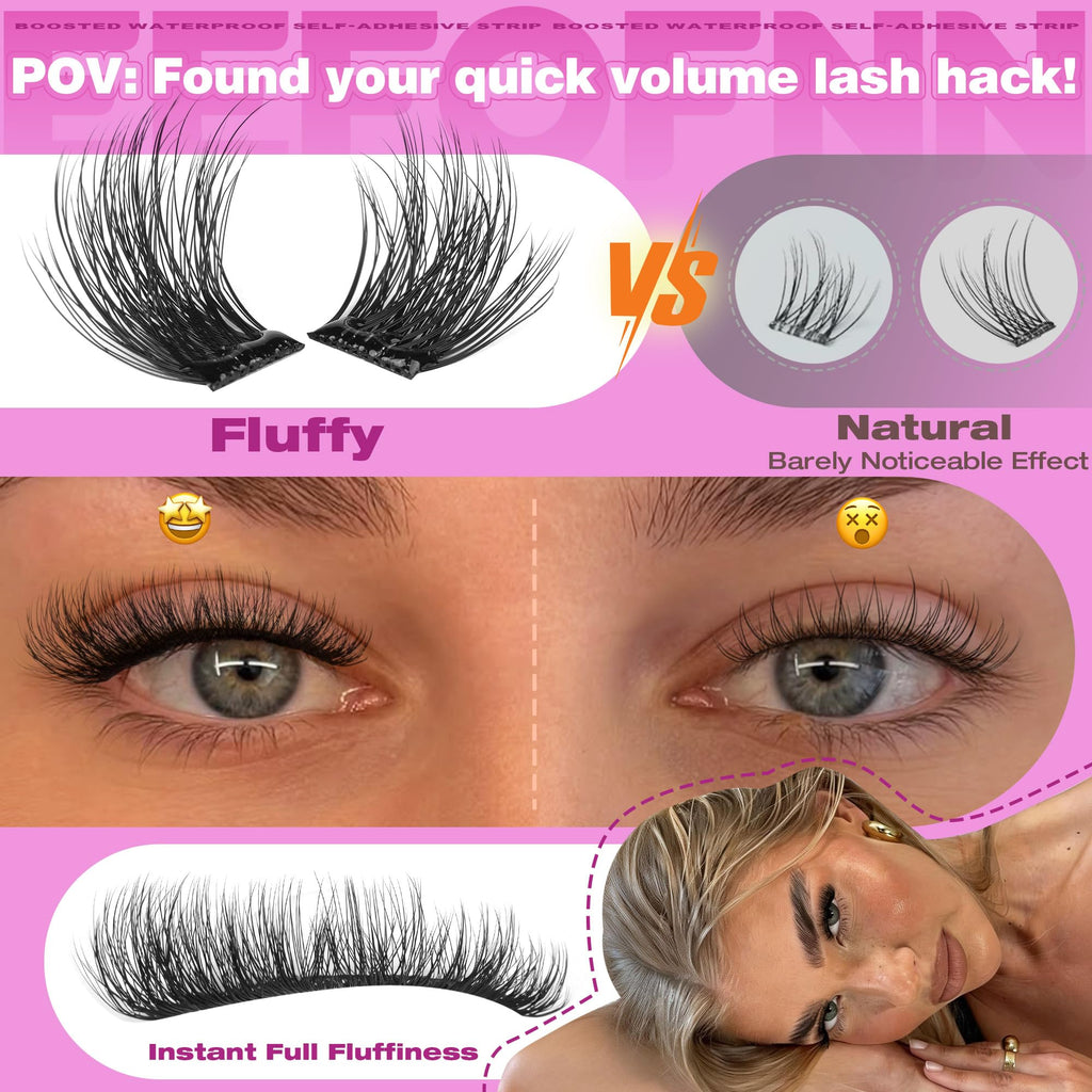 Eefofnn Self-Adhesive Lash Clusters — Fluffy Wispy DIY Lashes (10–16mm)