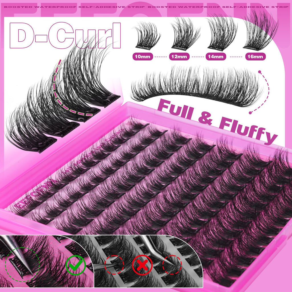 Eefofnn Self-Adhesive Lash Clusters — Fluffy Wispy DIY Lashes (10–16mm)