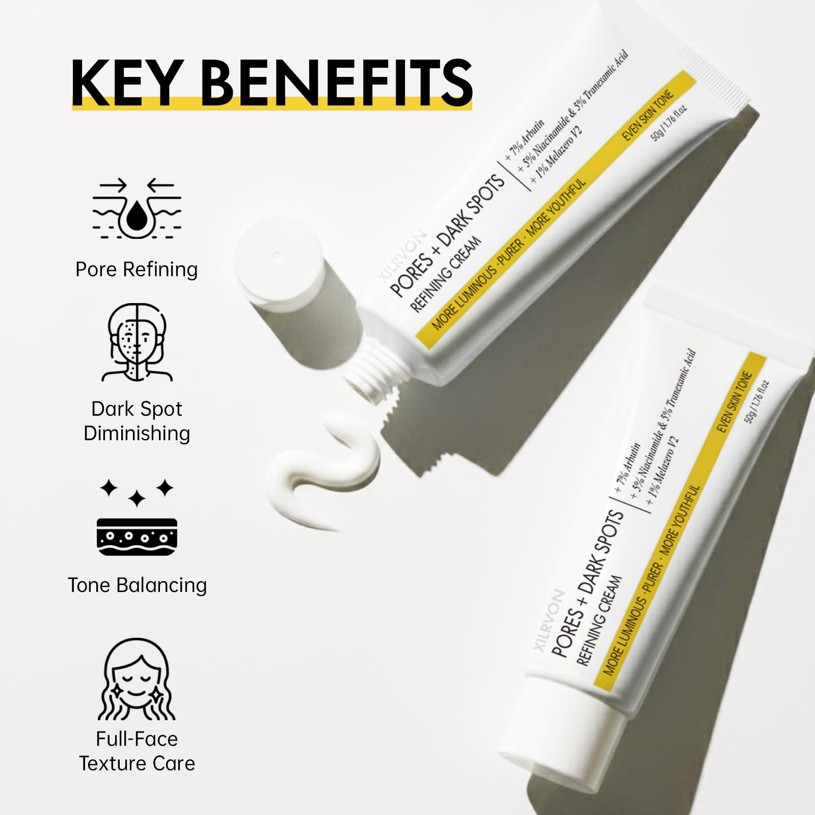 EELHOE 2PCS Pores + Dark Spots Refining Cream – Arbutin, Niacinamide, Tranexamic Acid & Melazero | Pore-Minimizing, Hydrating Daily Moisturizer 50g x 2