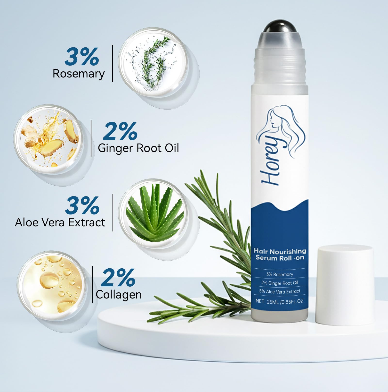 EELHOE Rosemary Hair Growth Serum Roll-On – 25 ml | 3% Rosemary, 2% Ginger, 3% Aloe | Paraben & Sulfate-Free
