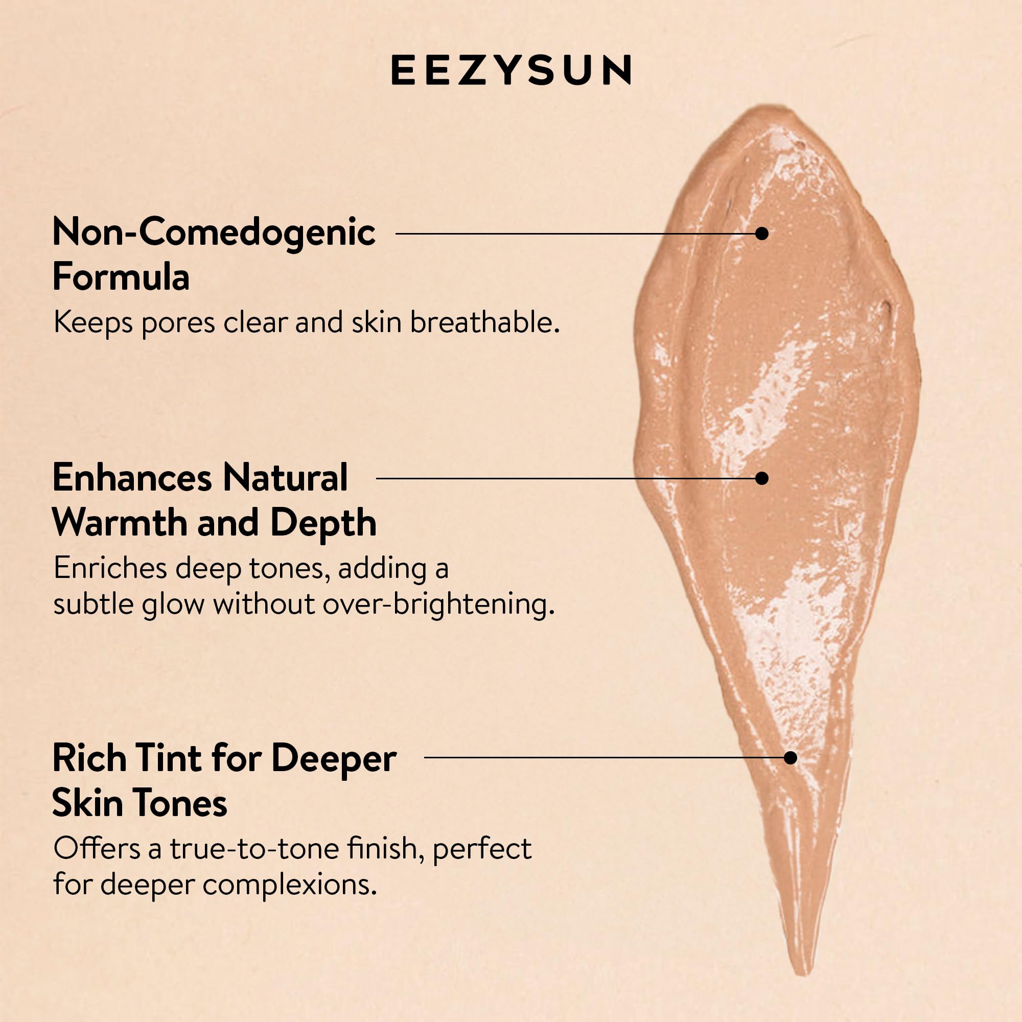 EEZYSUN BARE Tinted Sunscreen SPF 50 – Non-Greasy, Water-Resistant, Vegan & Reef-Safe (Deep)