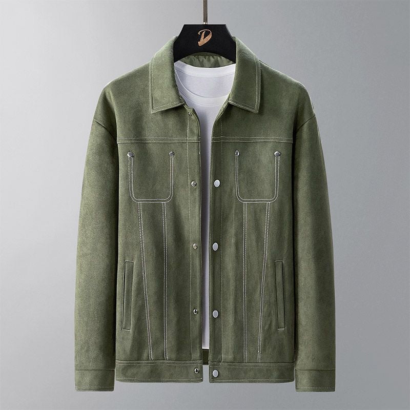 Mens SpringSummer SuedeLike Fabric Work Jacket