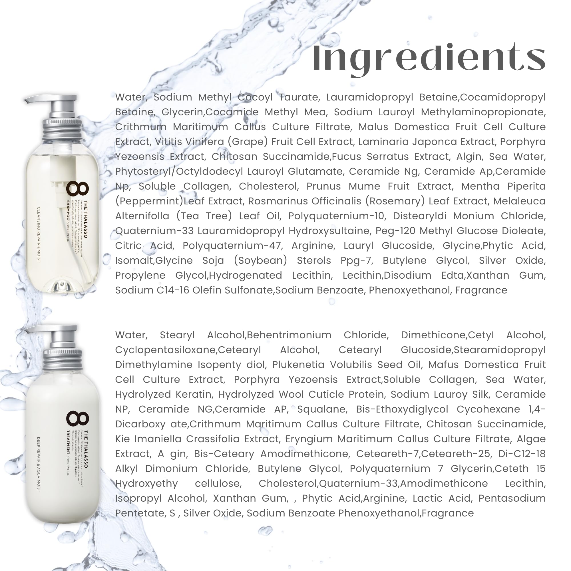 Eight the Thalasso MOIST Anti-Frizz Shampoo & Conditioner Set – Tea Tree Mint, Sulfate Free, 32.16 oz