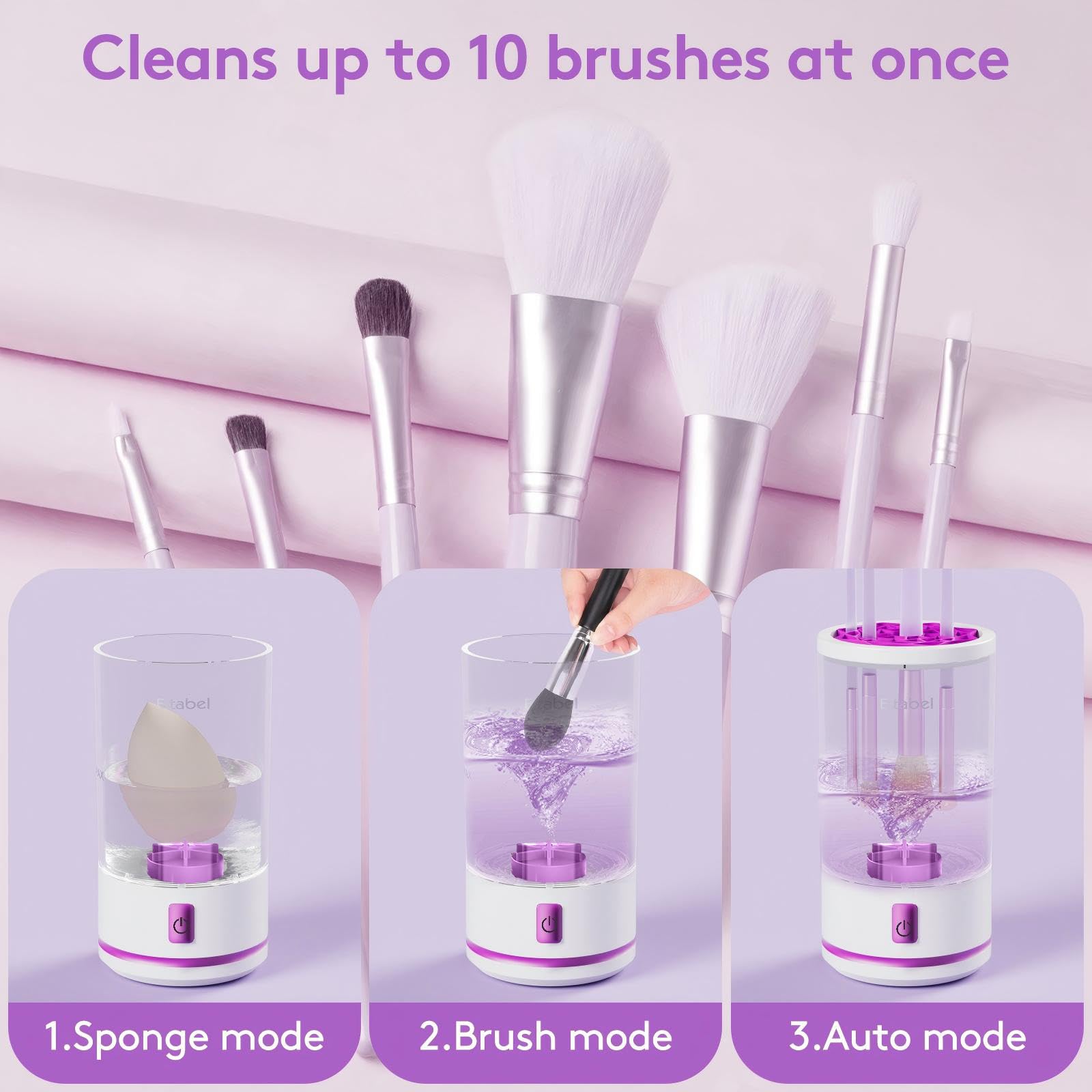 EITABEL 2-in-1 Makeup Brush Cleaner Machine | 7000 RPM Portable Auto Cleanser