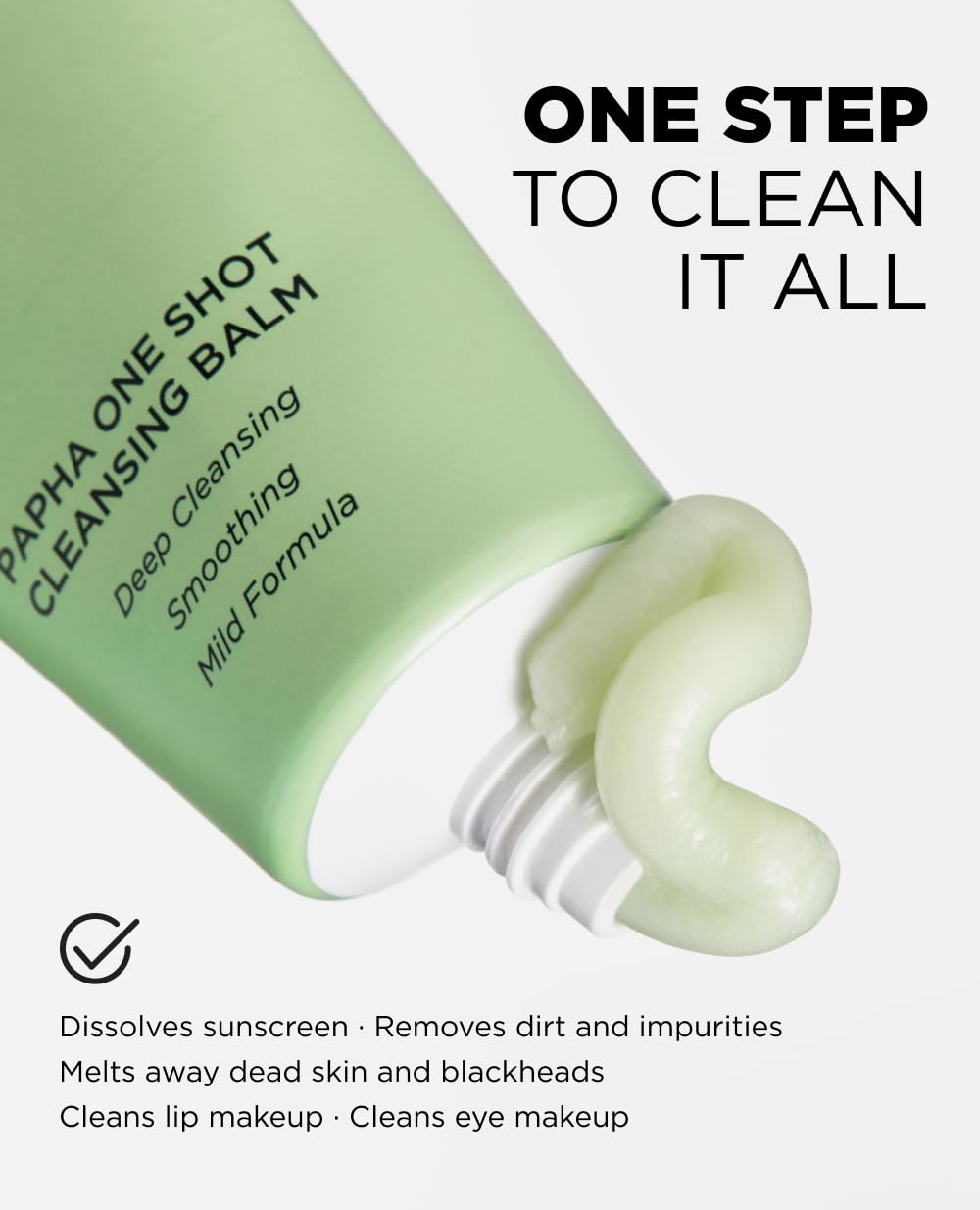 Either& PAPHA One Shot Cleansing Balm - 2-in-1 Melting Makeup Remover & Gentle Oil-to-Milk Cleanser with Papaya Enzyme & PHA (2.7 fl oz)