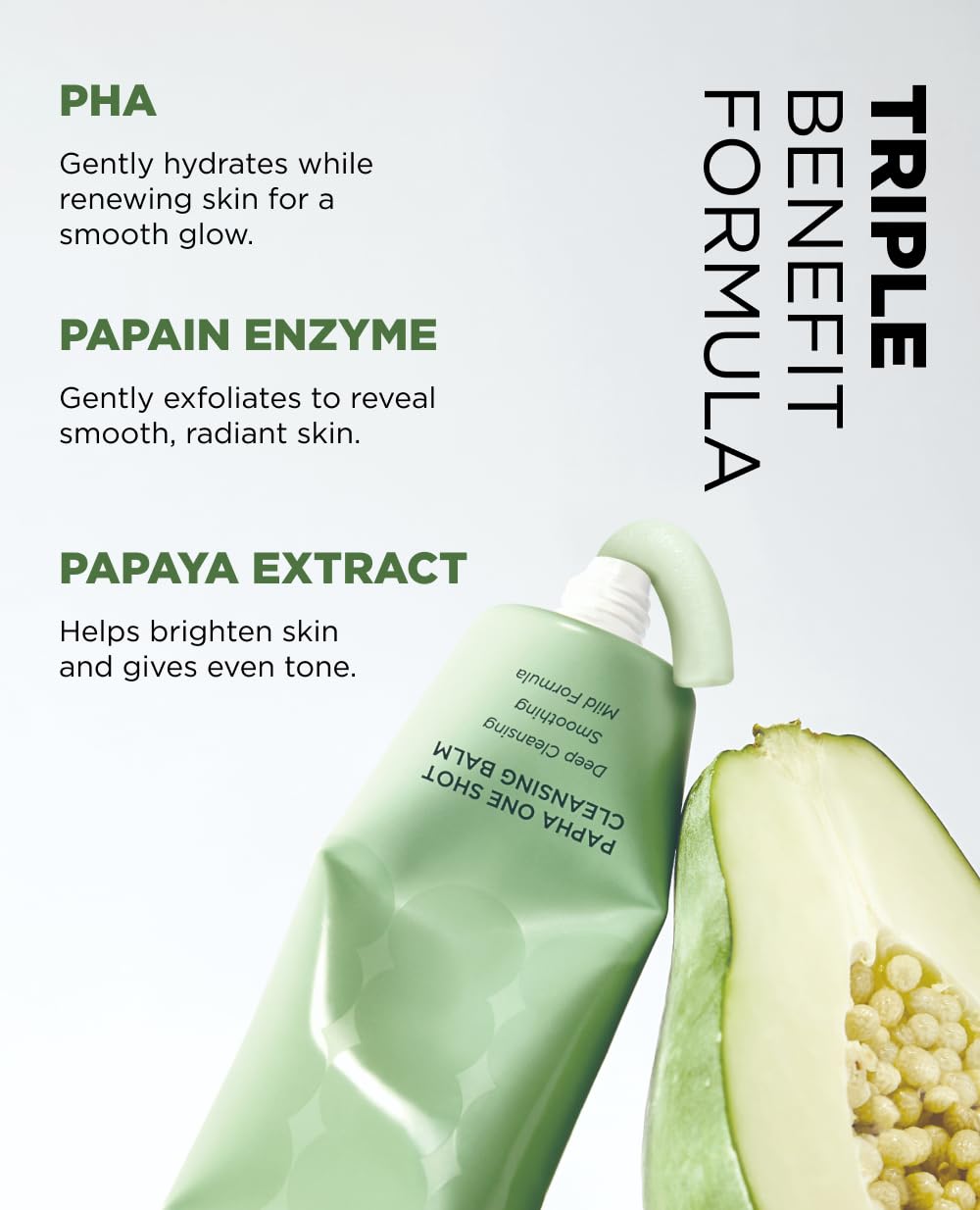 Either& PAPHA One Shot Cleansing Balm - 2-in-1 Melting Makeup Remover & Gentle Oil-to-Milk Cleanser with Papaya Enzyme & PHA (2.7 fl oz)