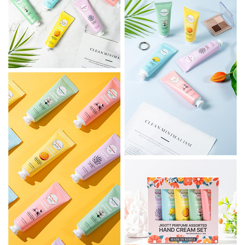 Ekais Perfume Hand Cream Gift Set – 5 Scented Mini Lotions (Lavender, Citrus, Musk, Cherry Blossom, Freesia) – Travel-Size K-Beauty