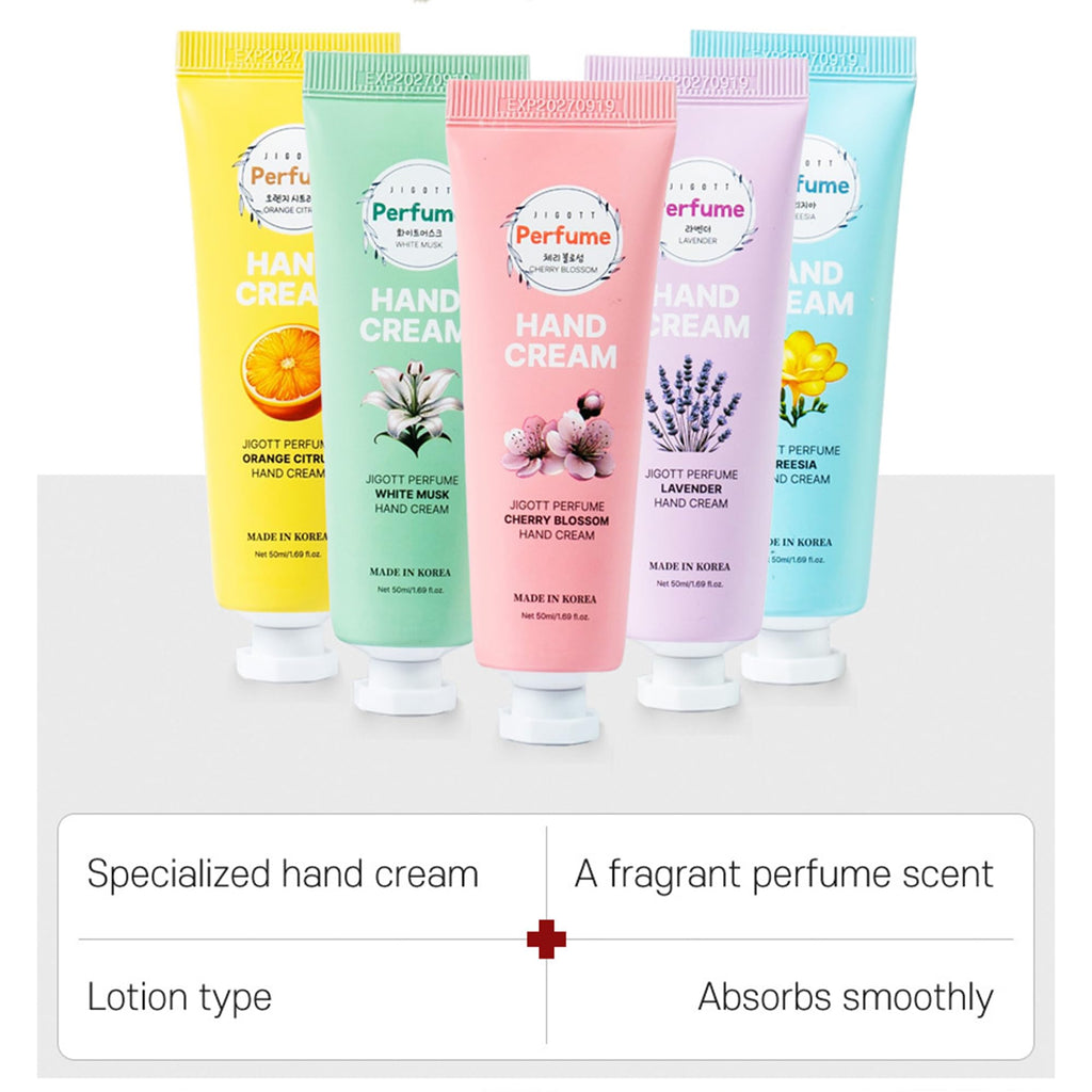 Ekais Perfume Hand Cream Gift Set – 5 Scented Mini Lotions (Lavender, Citrus, Musk, Cherry Blossom, Freesia) – Travel-Size K-Beauty