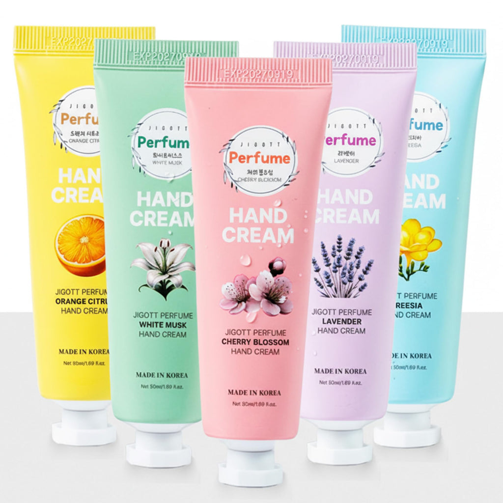 Ekais Perfume Hand Cream Gift Set – 5 Scented Mini Lotions (Lavender, Citrus, Musk, Cherry Blossom, Freesia) – Travel-Size K-Beauty