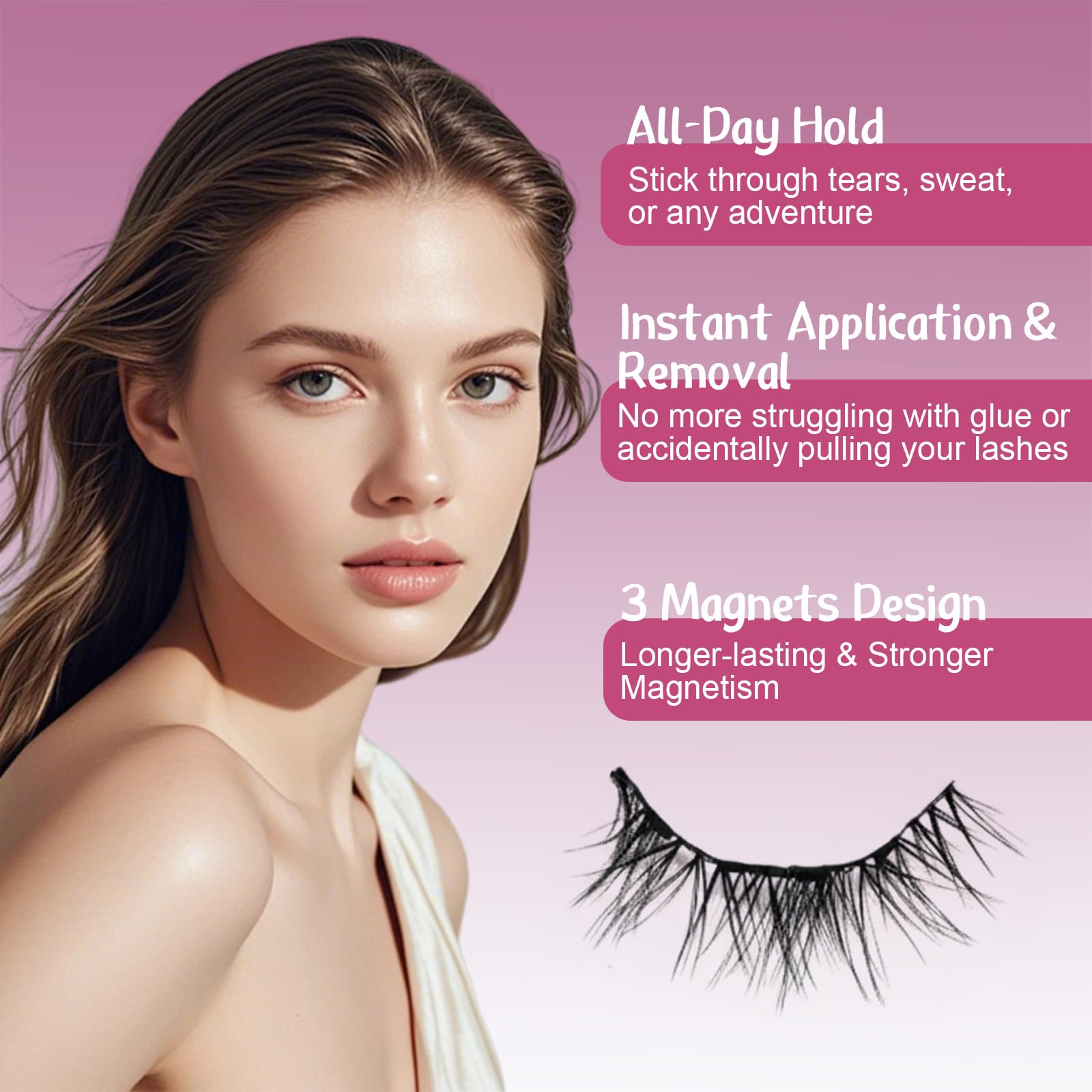 Elara Craft Magnetic Eyelashes with Applicator – No Glue Needed, Reusable, Natural Look (L02)