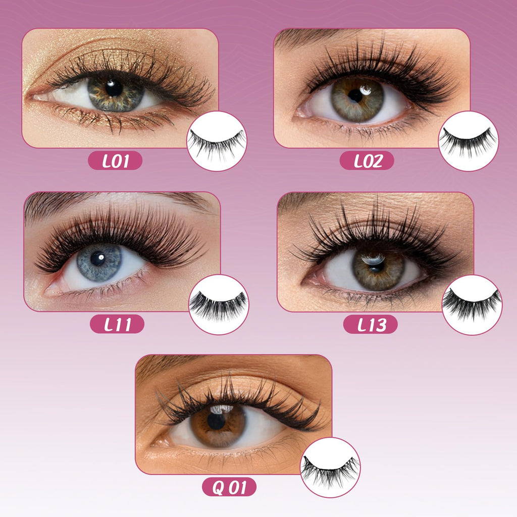 Elara Craft Magnetic Eyelashes with Applicator – No Glue Needed, Reusable, Natural Look (L02)