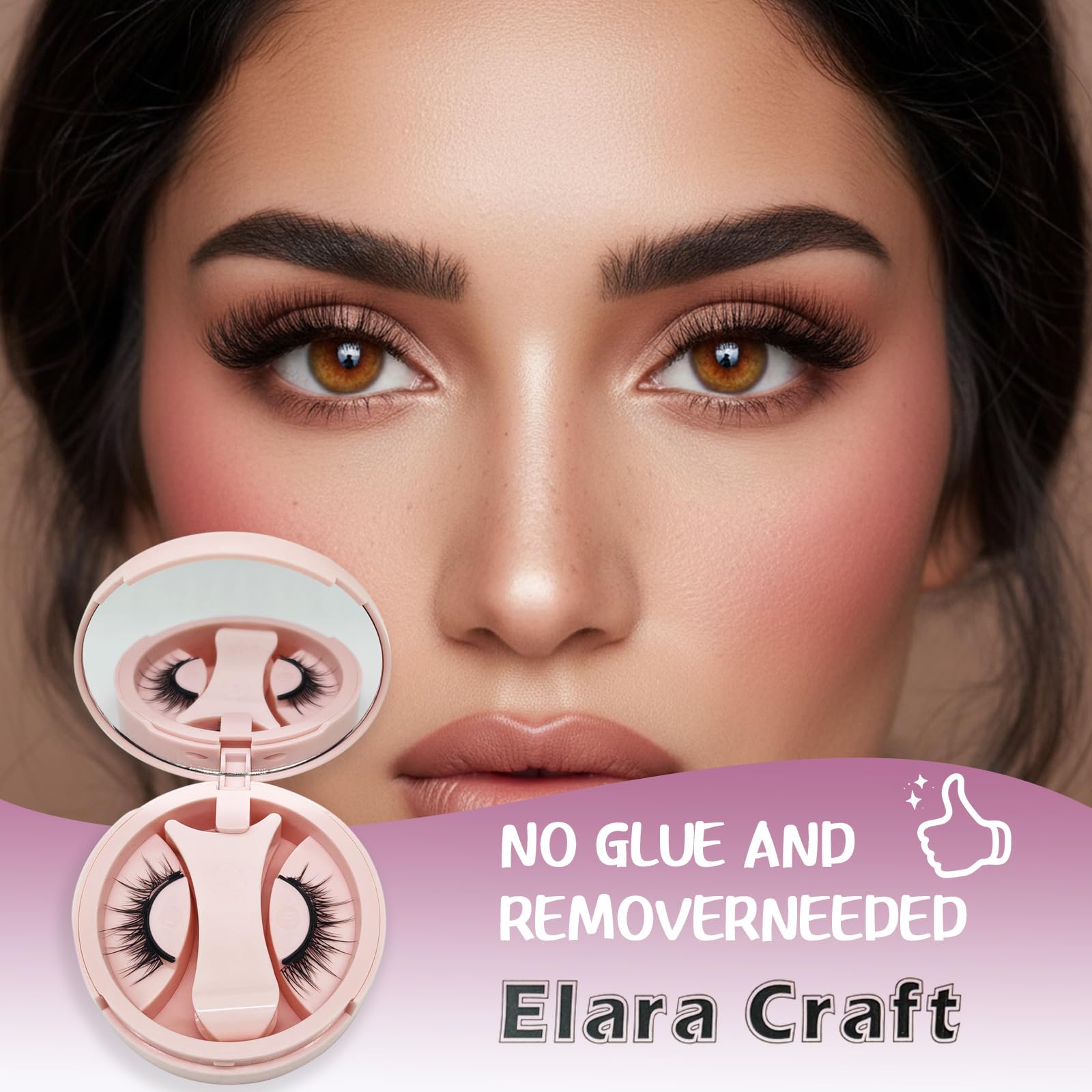 Elara Craft Magnetic Eyelashes with Applicator – No Glue Needed, Reusable, Natural Look (L02)