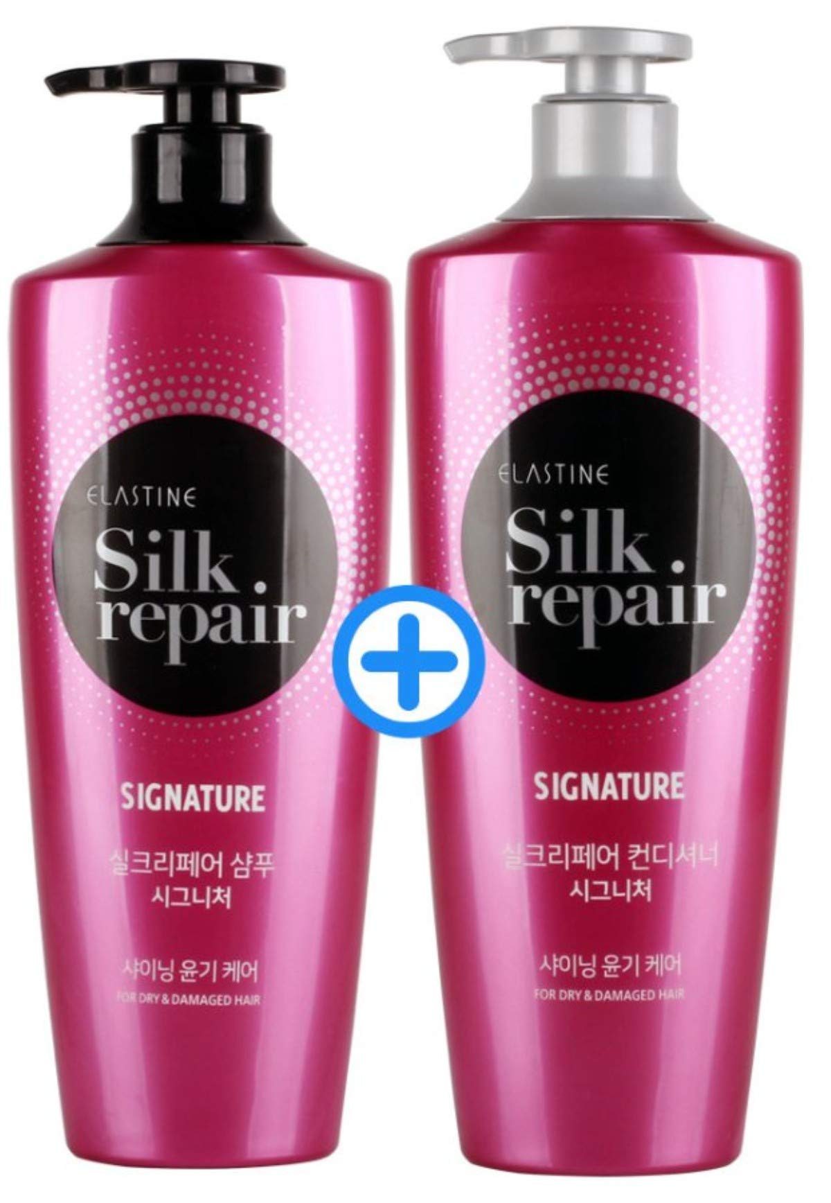 ELASTINE Silk Repair Perfect Shining Shampoo & Conditioner (550ml Each) – 2-Step Care System | Made in Korea