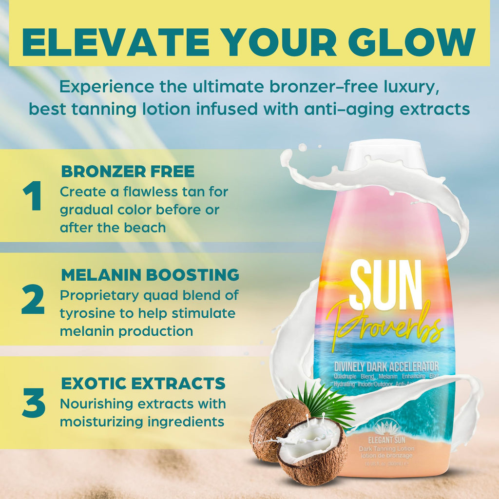 Elegant Sun Sun Proverbs – Bronzer-Free Tanning Lotion for Indoor & Outdoor Use