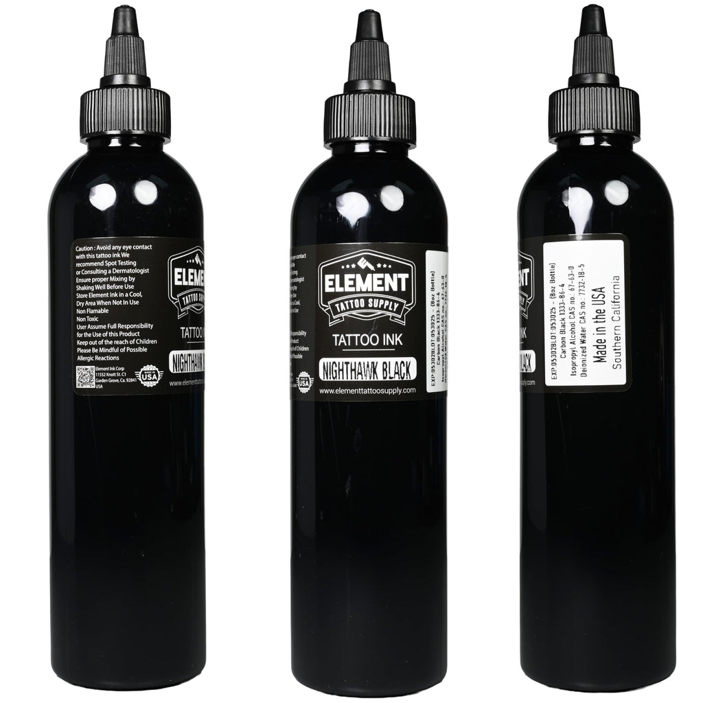Element Tattoo Supply Black & White Ink Set – 8oz for Outlines, Shading & Highlights