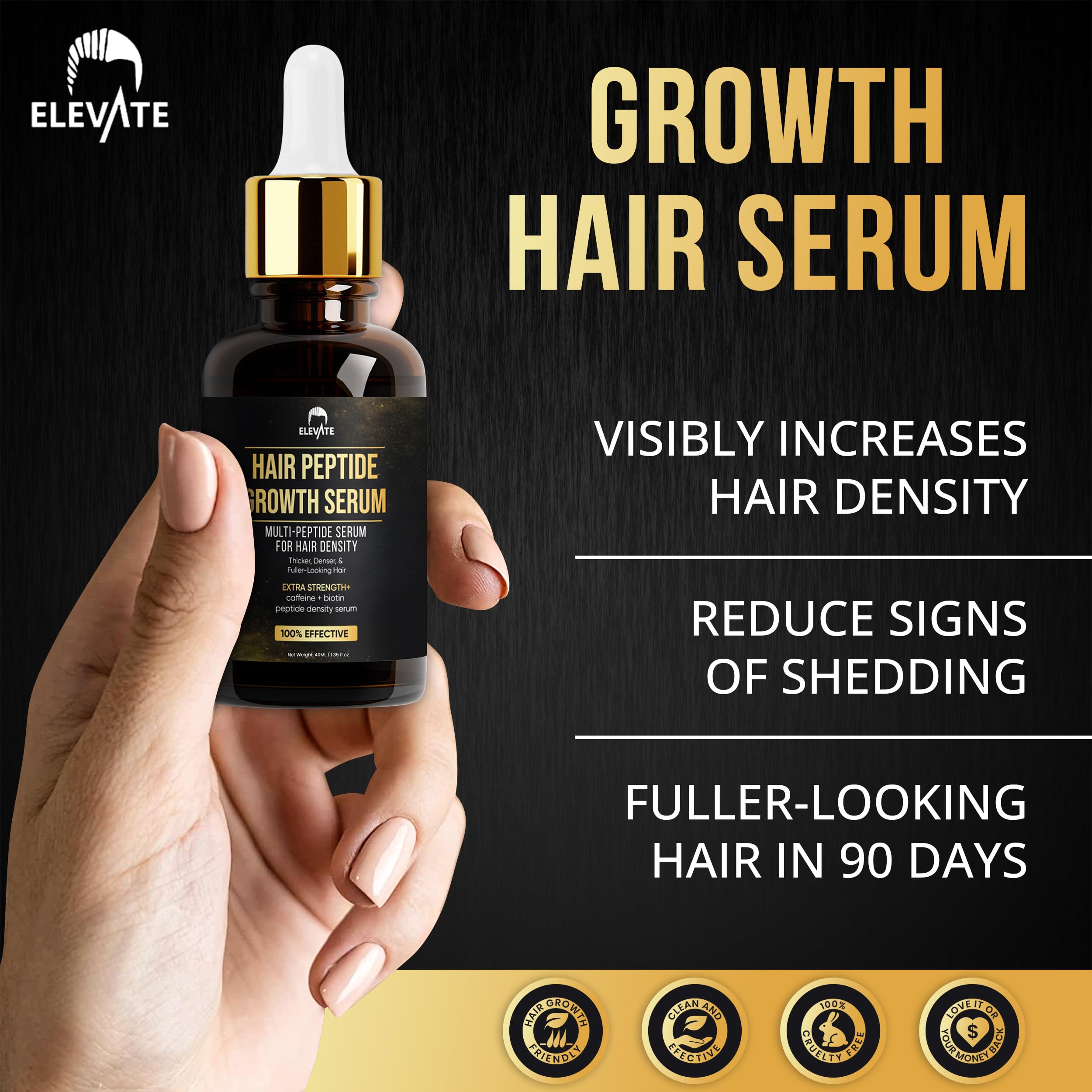 Elevate Multi-Peptide Hair Growth Serum – Caffeine + Biotin for Fuller, Thicker, Visibly Longer Hair