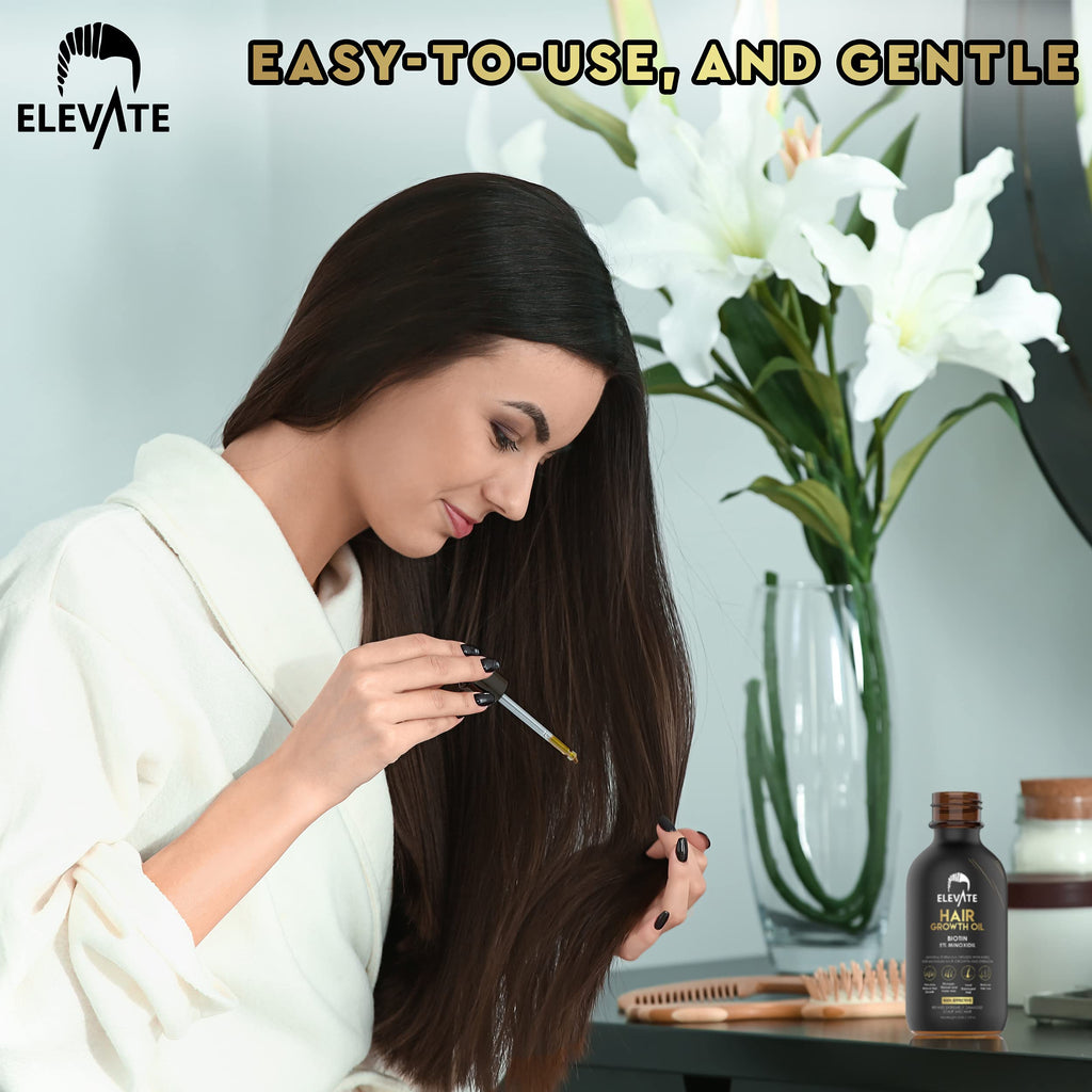 Elevate Hair Regrowth Treatment 5% Minoxidil with Biotin Serum – Thicker, Fuller Hair for Men & Women