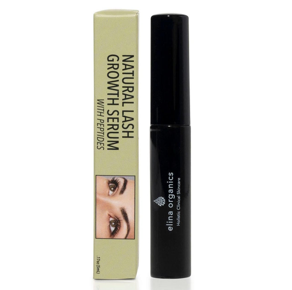 Elina Organics Natural Lash Growth Serum – Peptide-Infused Eyelash & Eyebrow Enhancer, Organic & Vegan (0.17 oz)