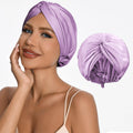 ELIO Adjustable Silk Satin Hair Bonnet – 5% Mulberry Silk, Double Layer, 20–25in, Lavender