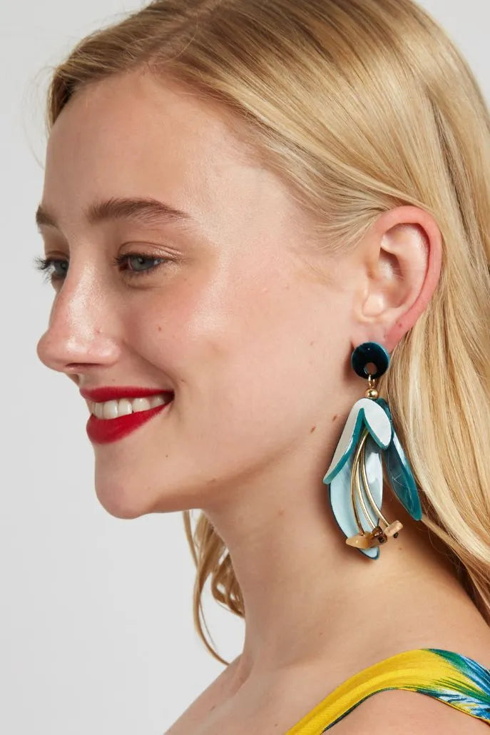 Louche Elisha Tortoise Shell Flower Earrings