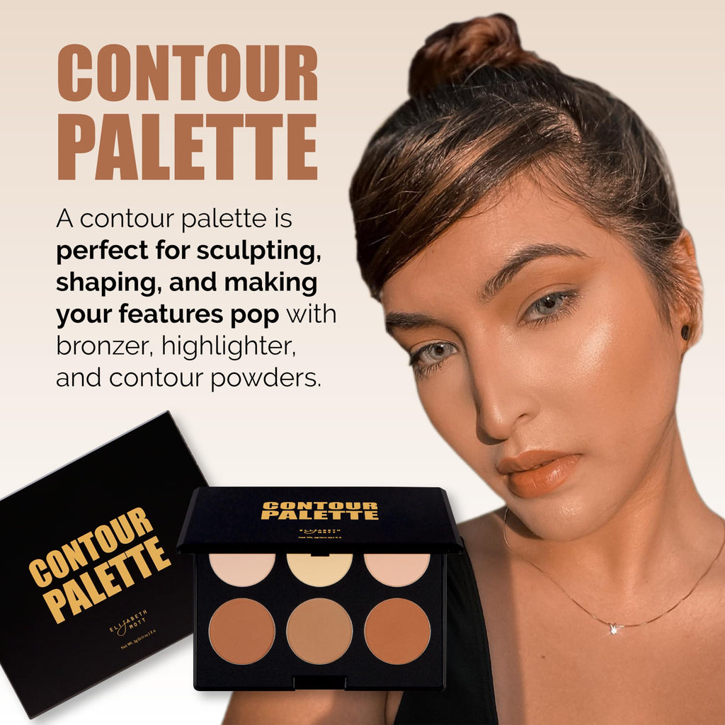 Elizabeth Mott Bronzer Contour Palette – 6 Blendable Shades for All Skin Tones, Natural Glow (Cruelty-Free)