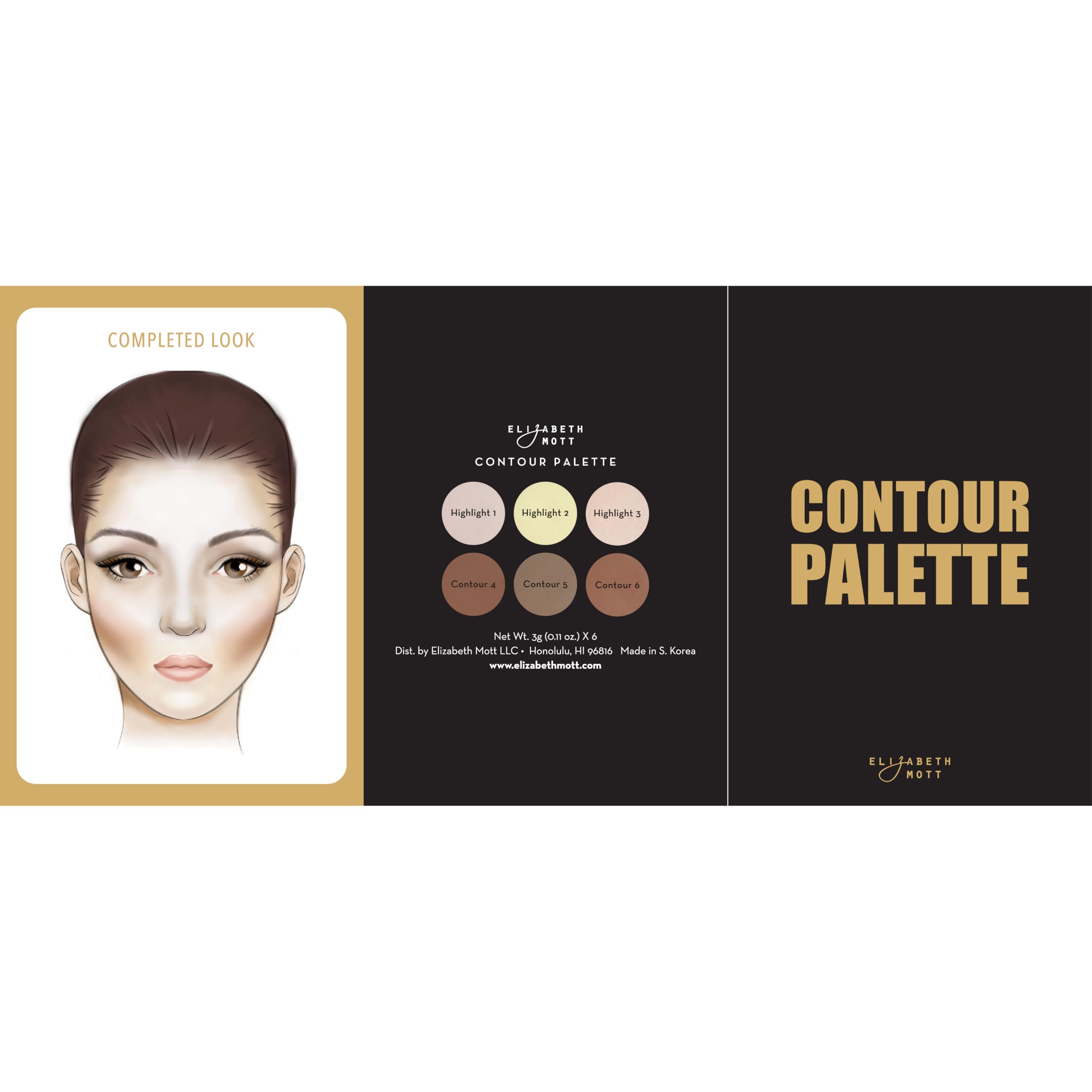Elizabeth Mott Bronzer Contour Palette – 6 Blendable Shades for All Skin Tones, Natural Glow (Cruelty-Free)