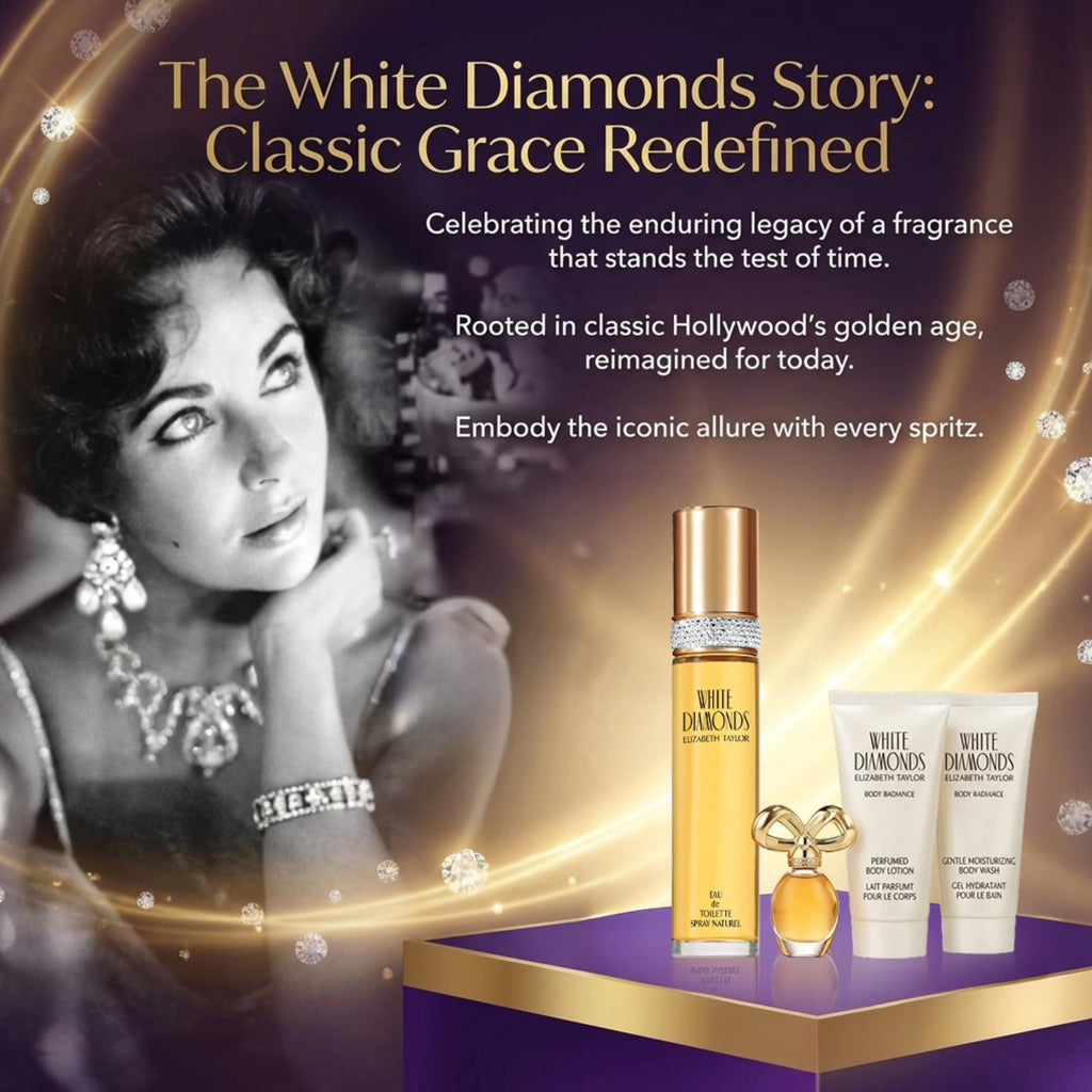 Elizabeth Taylor White Diamonds Gift Set – Spray, Body Lotion, Body Wash & Perfume