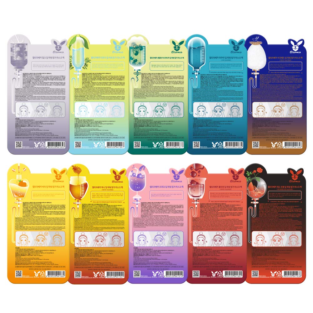 Elizavecca Deep Power Ringer 10 Type Mask Packs | Korean Sheet Masks Collection