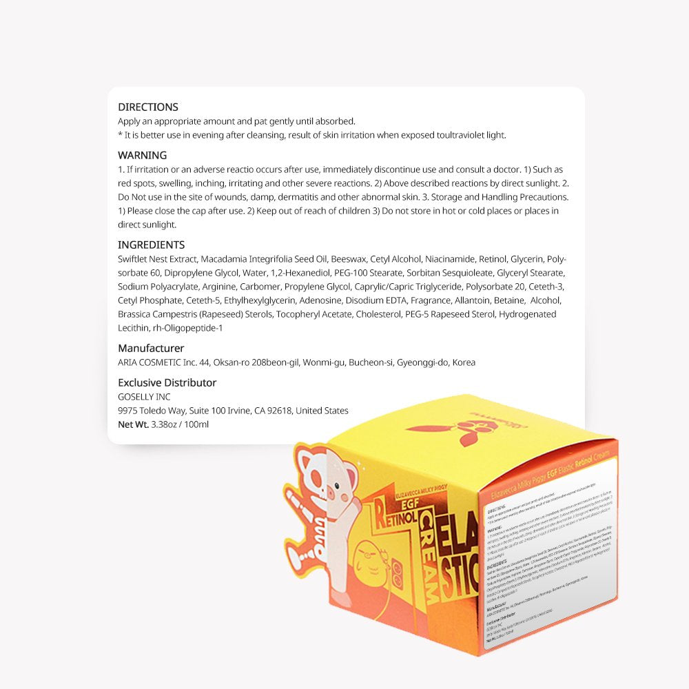 Elizavecca Milky Piggy Retinol Cream 100g/3.53oz – 69.9% Swiftlet Nest Extract | Night Face Cream